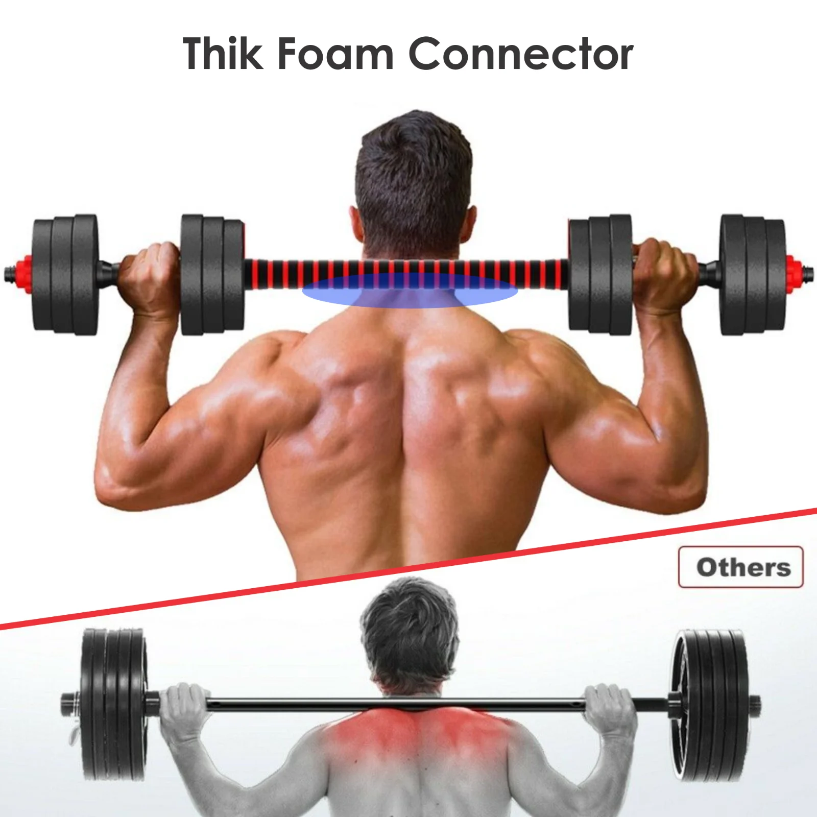 FIXTECH 66LB 2 in 1 Adjustable Dumbbell Set with Connecting Rod Used As Barbell for Whole Body Workouts - Womvr