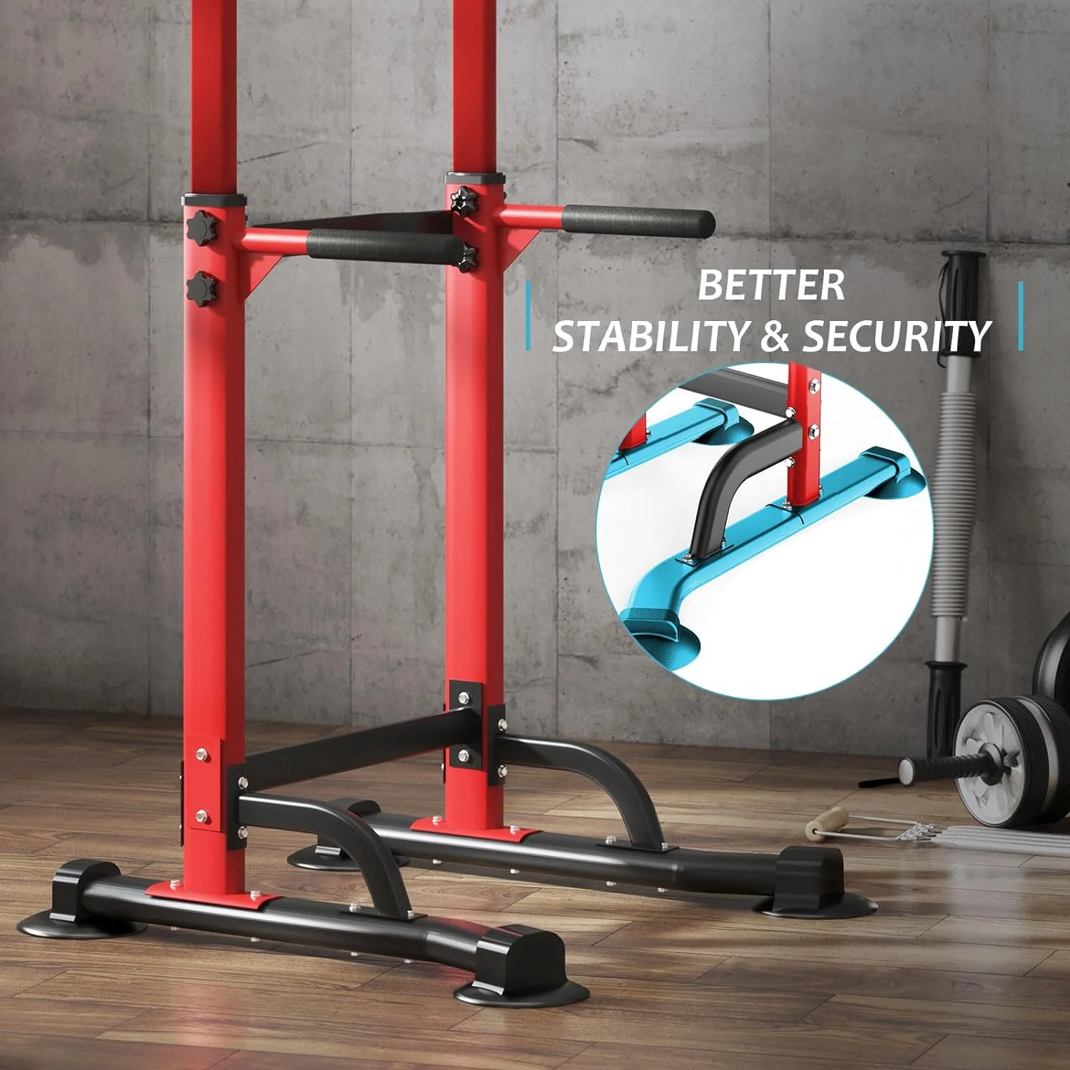 SOGES Height Adjustable Power Tower Dip Stands Pull up Bar Strength Training for Home Gym Black - Womvr