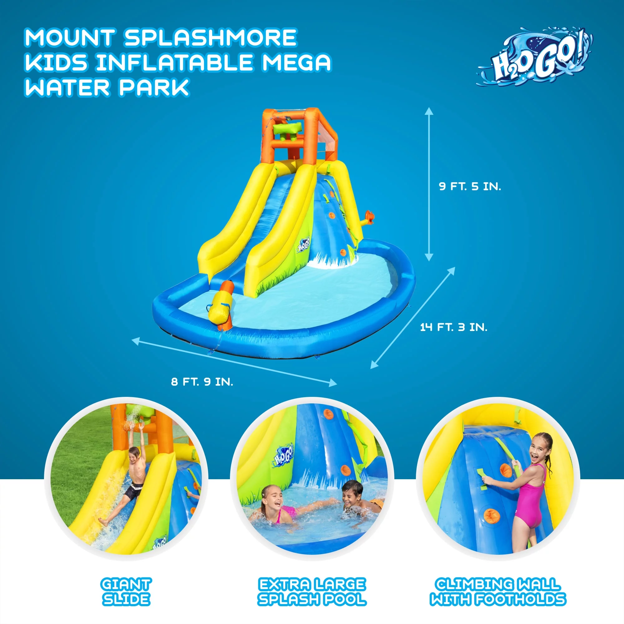 Bestway H2OGO! Mount Splashmore Kids Inflatable Water Splash Park - Womvr
