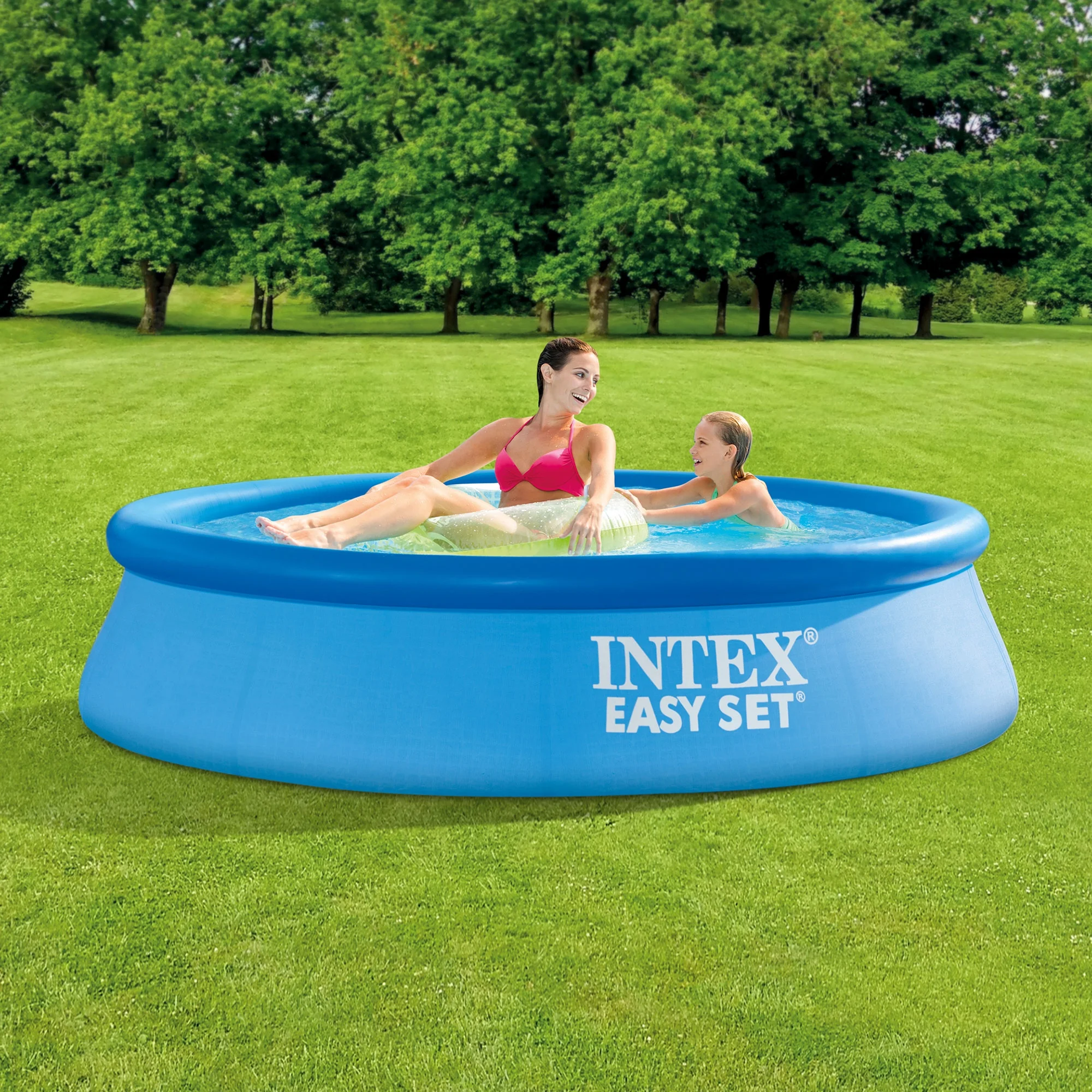 Intex 8056988 24 in. x 8 ft. Easy Inflatable Outdoor Family Swimming Pool, Blue - Womvr