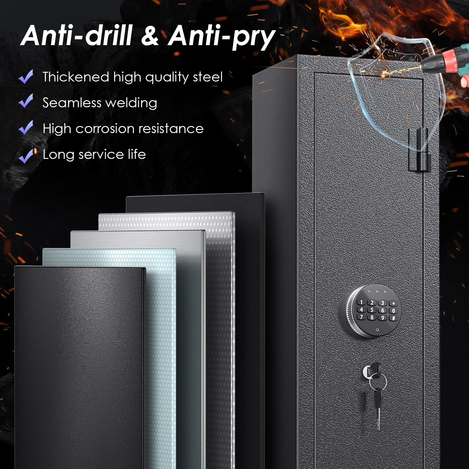 SRWTRCHRY Fingerprint 5-Gun Safe, 2s Quick Access Gun Cabinet with 2 Open Ways, Electronic Storage Cabinet for Rifles, Heavy-Duty Security Cabinet with Removable Shelf, 56''H - Womvr