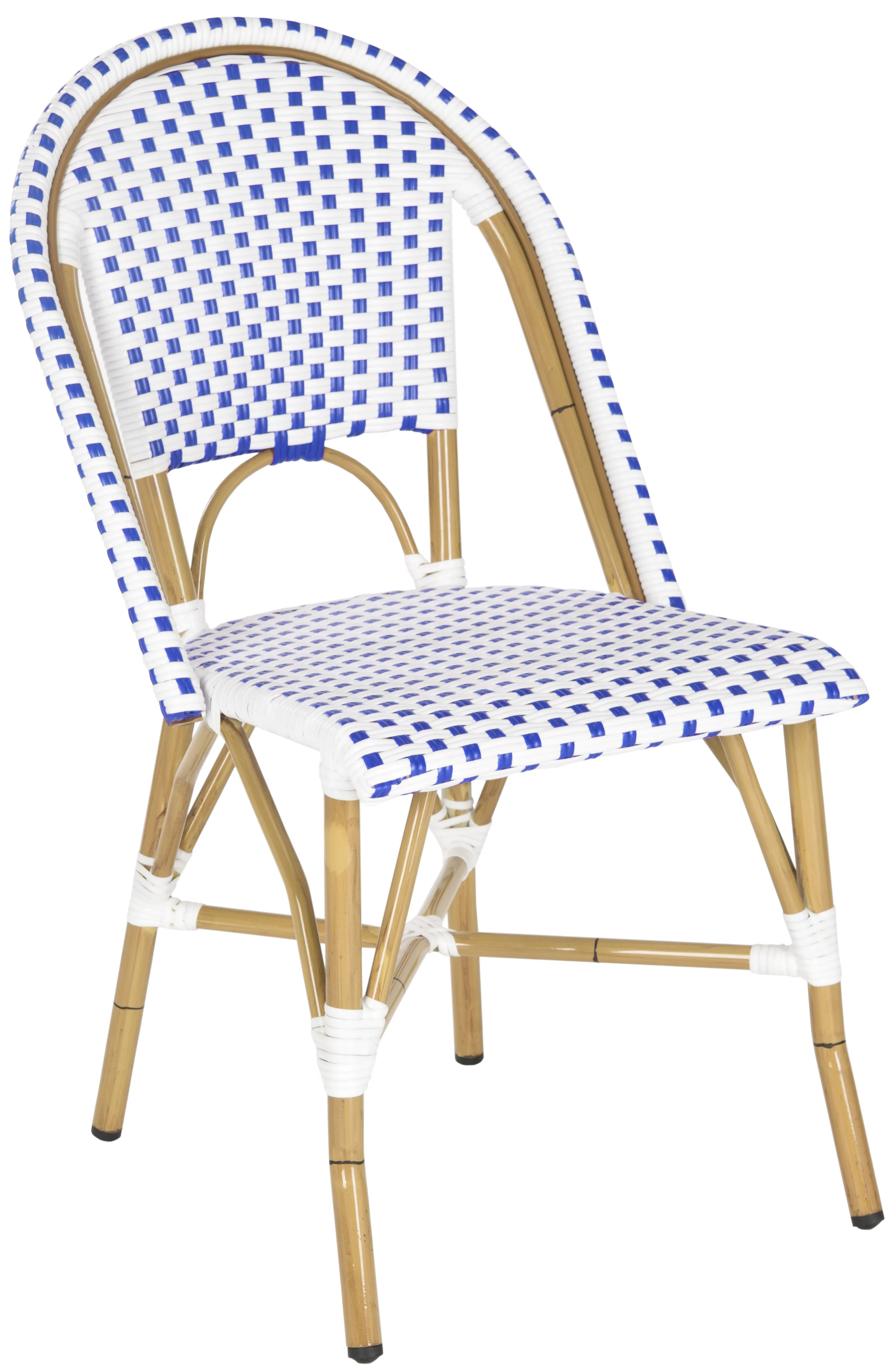 SAFAVIEH Salcha Outdoor French Bistro Side Chair, Blue/White, Set of 2 - Womvr