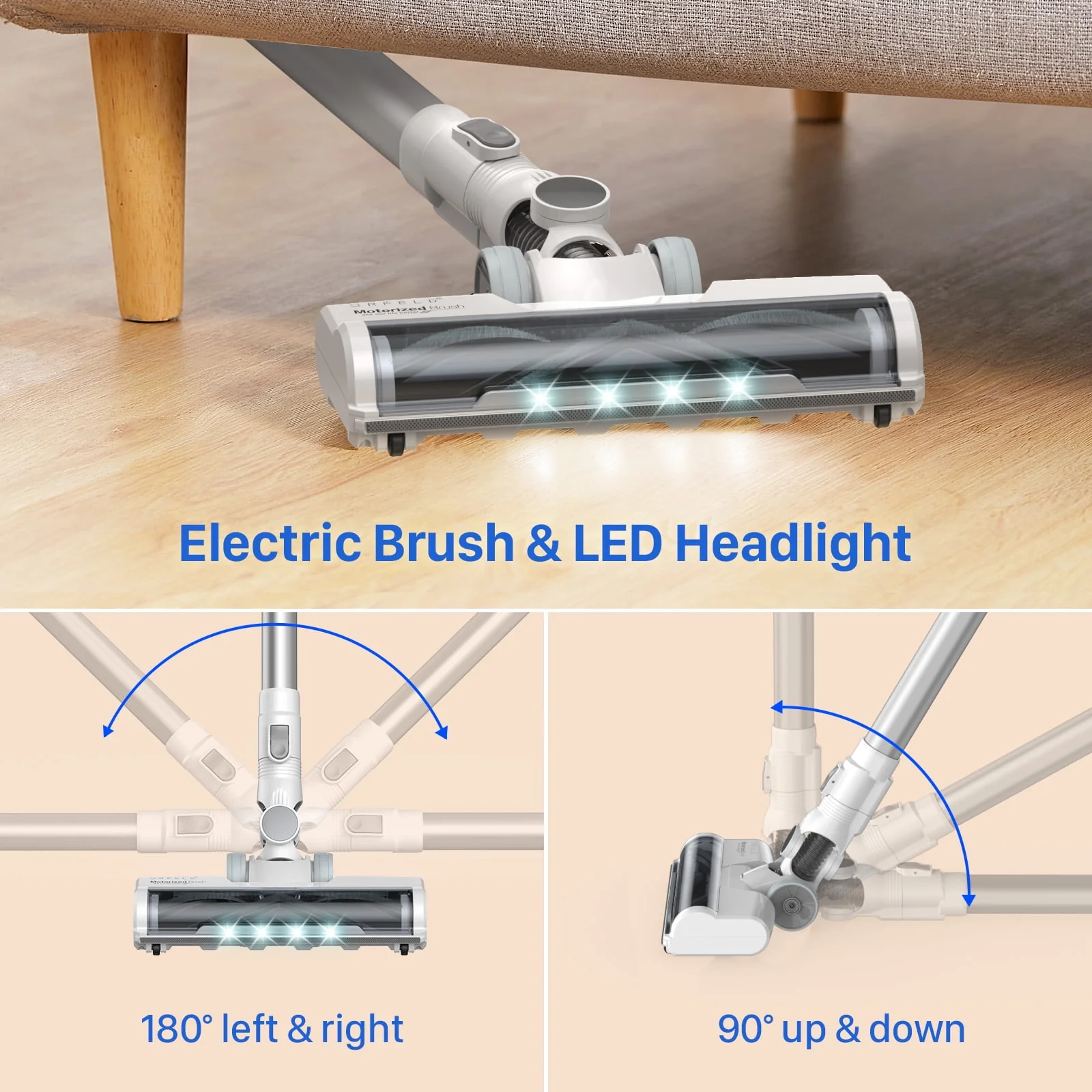 ORFELD V30 Cordless Vacuum Cleaner, 20000Pa Stick Vacuum 2 in 1, Up to 50 Mins Runtime for Home - Womvr