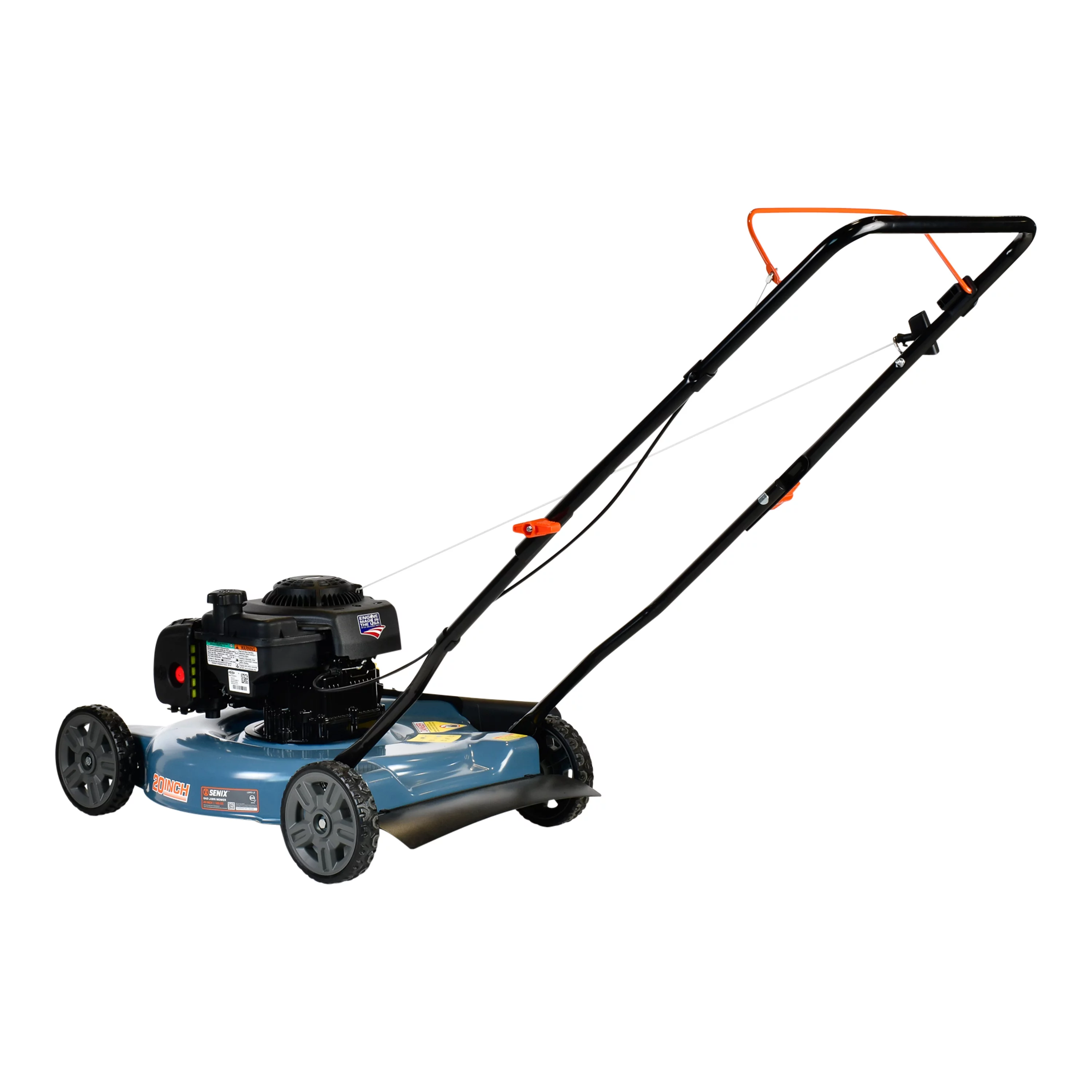 SENIX 20-Inch Gas Lawn Mower, 125 cc 4-Cycle Briggs & Stratton Engine, Push Lawnmower with Side Discharge, 5-Position Height Adjustment, LSPG-L3 - Womvr