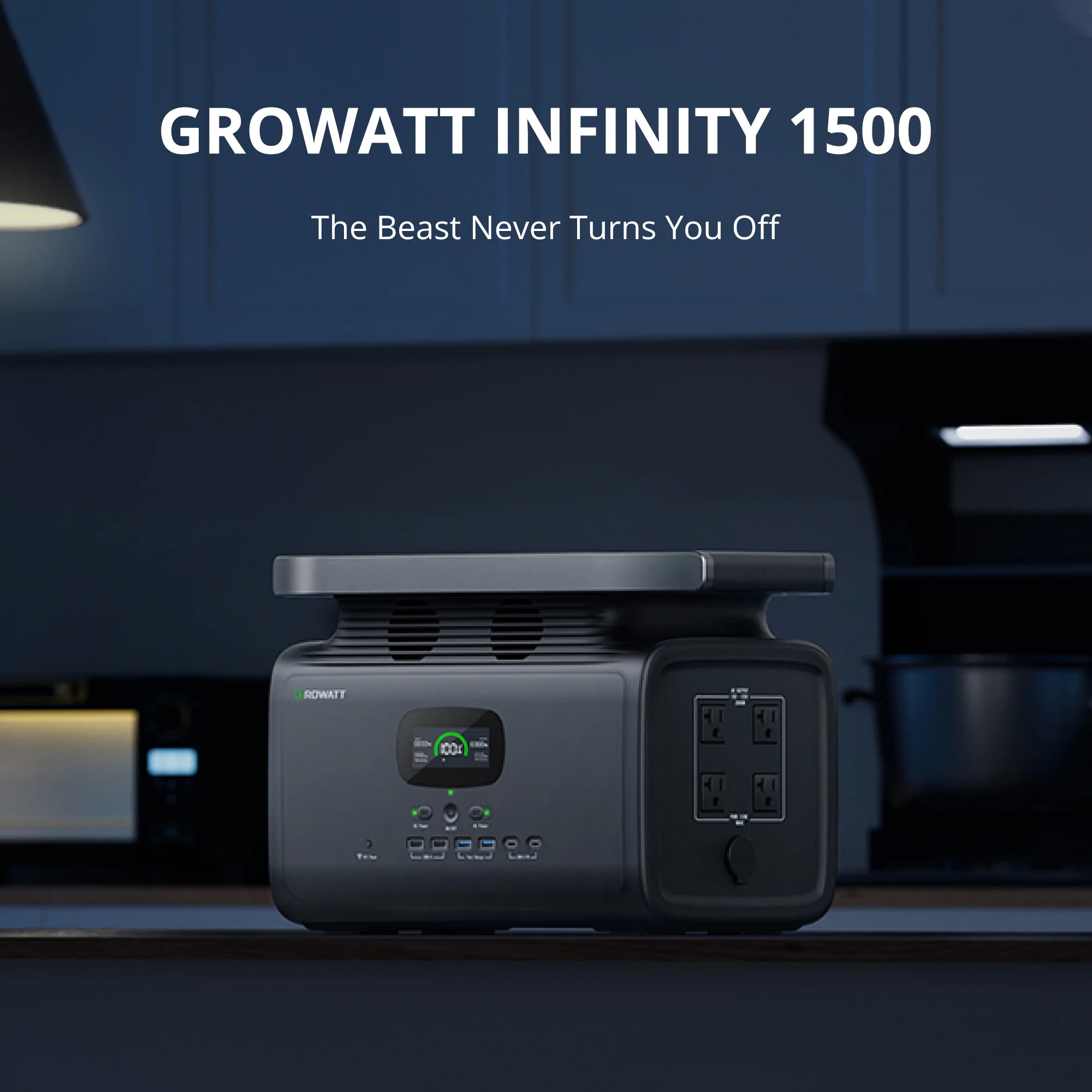 GROWATT INFINITY 1500 Portable Power Station, 1512Wh Capacity Solar Generator, 2000W AC Output for Outdoor Camping, Home Backup, Emergency - Womvr