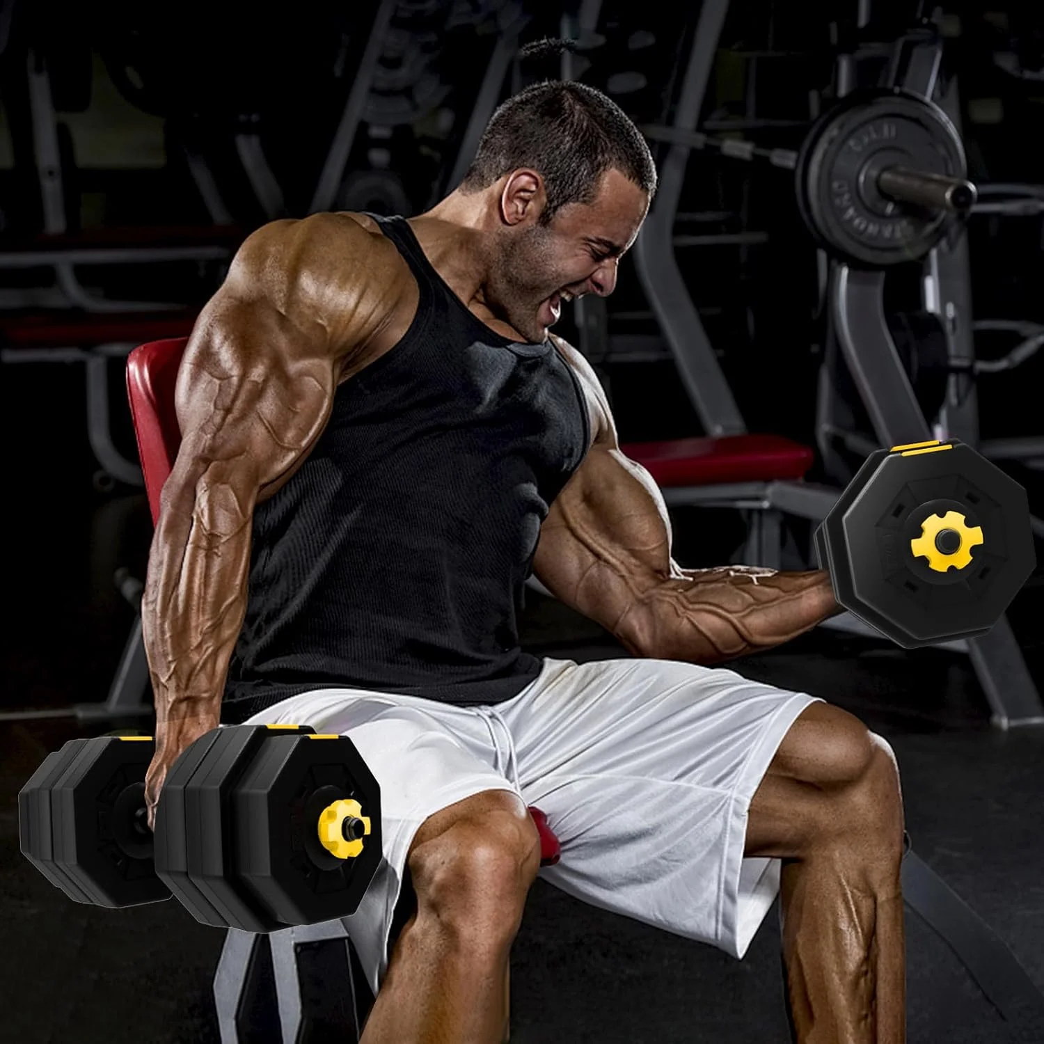 Soges Adjustable Weights Dumbbells Set,55LB/66LB Free Weight Dumbbells Set with Connector, 3 in 1 Adjustable Weights Set for Home Gym Use as Dumbbell Barbell, Blue - Womvr