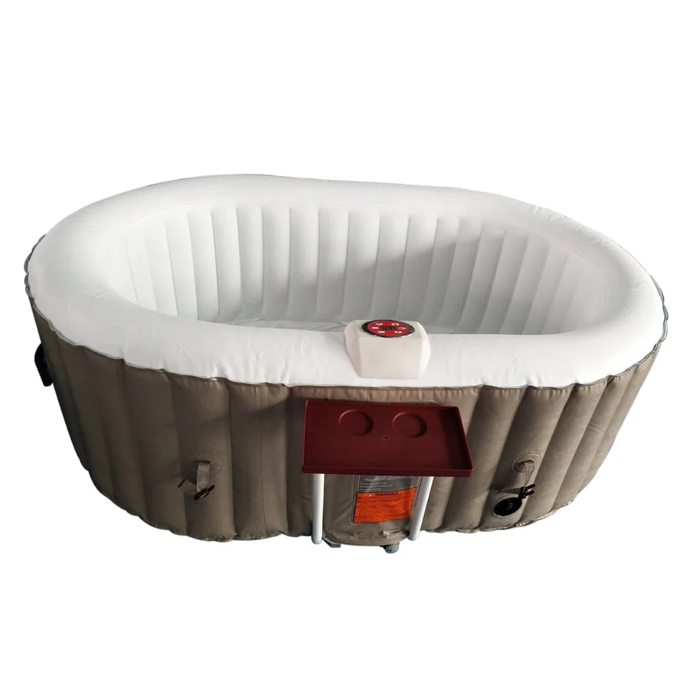 ALEKO 145 Gallon 2 Person Brown Oval Inflatable Jetted Hot Tub with Cover - Womvr