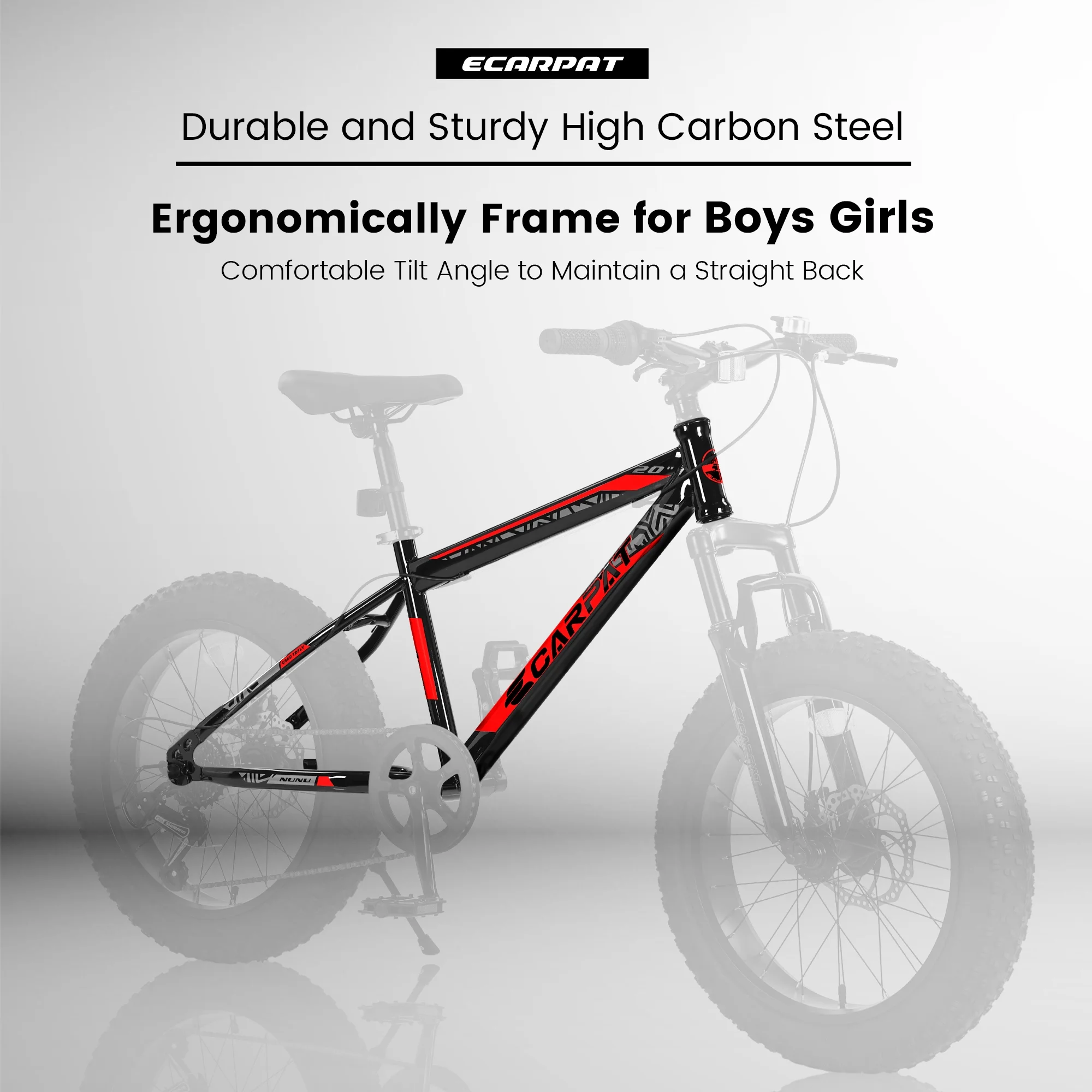 CHAMPIERRE 20'' Mountain Bike for Boys Girls Ages 8 to 12, 7 Speed Kids Bicycles with 4 inch Fat Tire, Red - Womvr