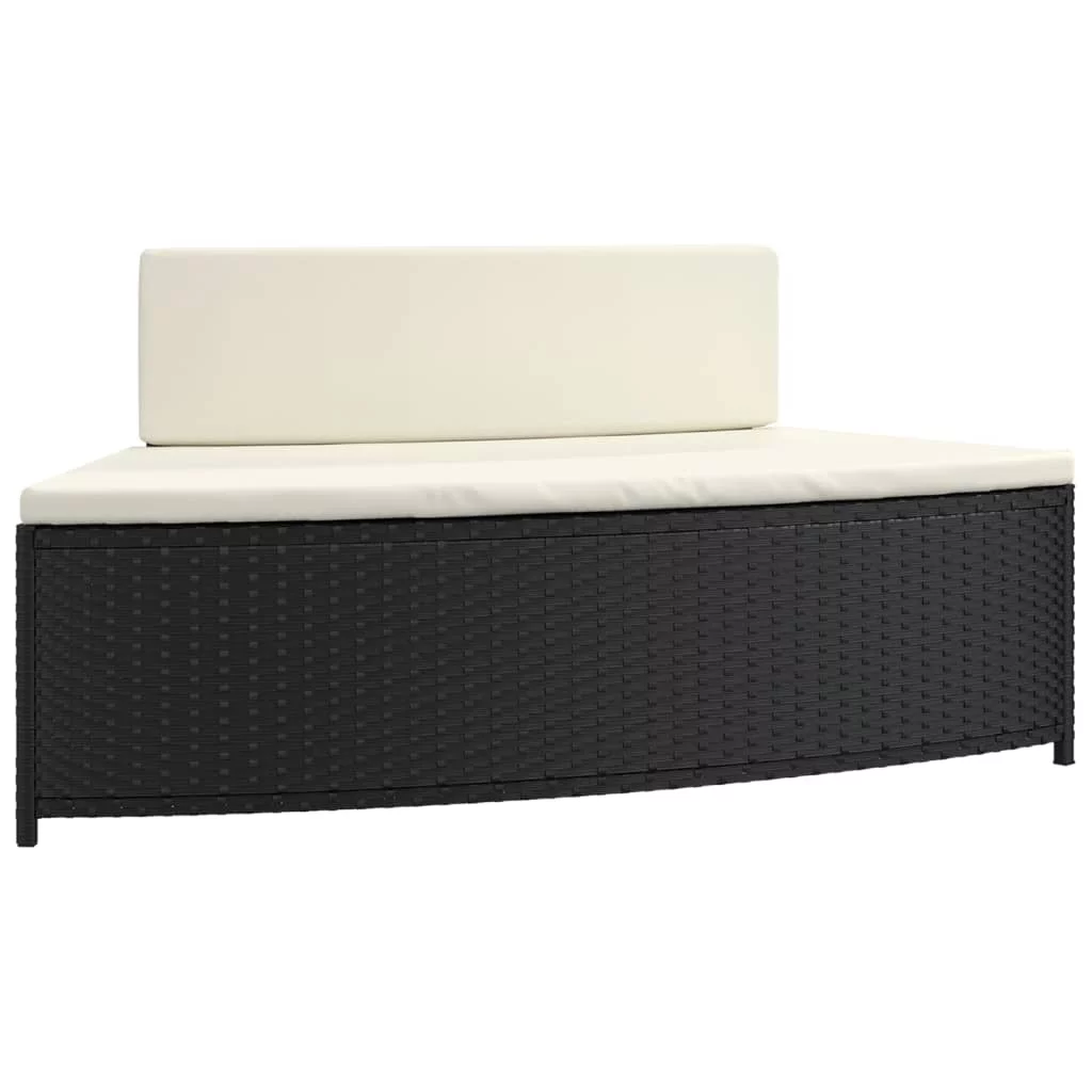 Dcenta Spa Benches with Cushions 2 pcs Black Poly Rattan - Womvr