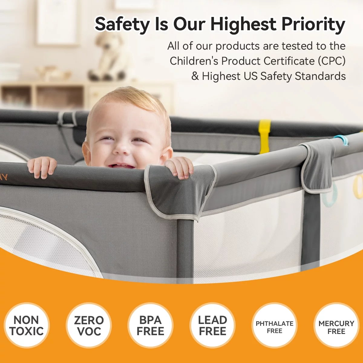 Large Baby Playpen, 79x63x27inch Activity Center Playard for Babies and Toddlers, Gray - Womvr