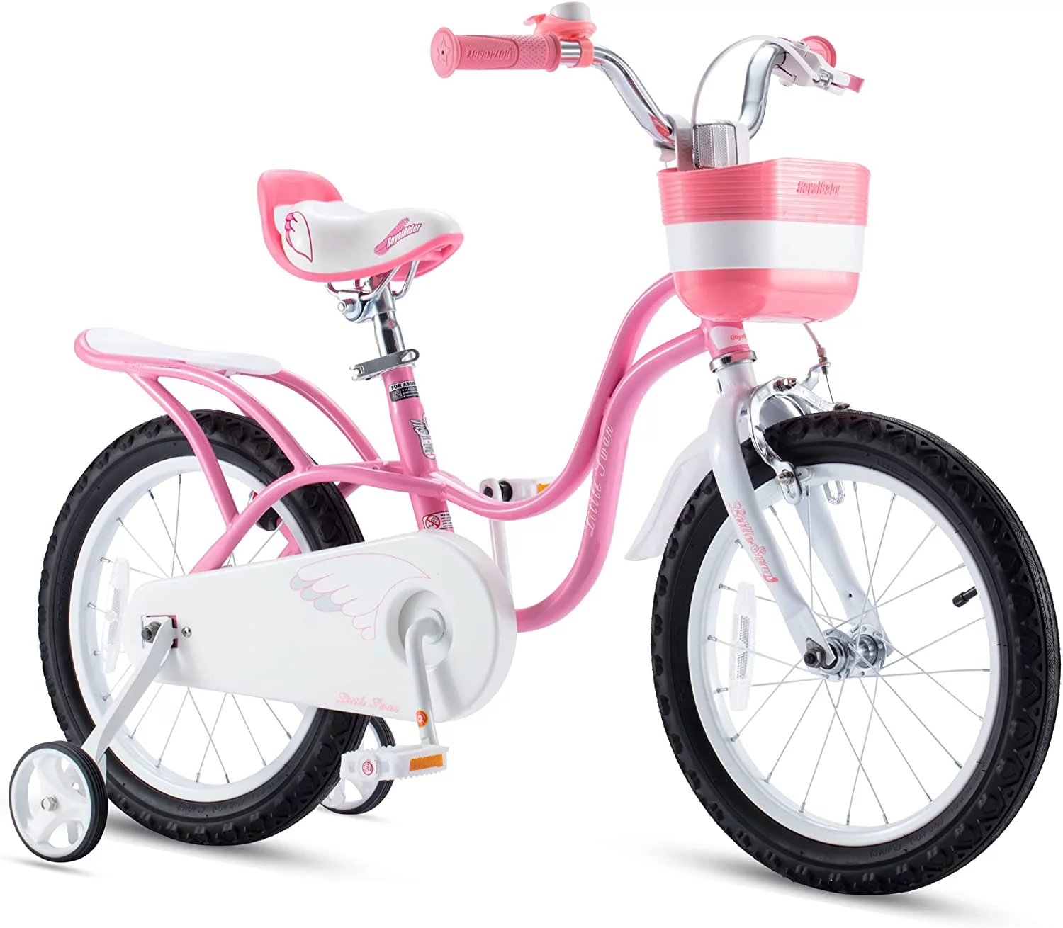 Royalbaby Little Swan Red 14 Girl's Bicycle with Training Wheels and Basket - Womvr