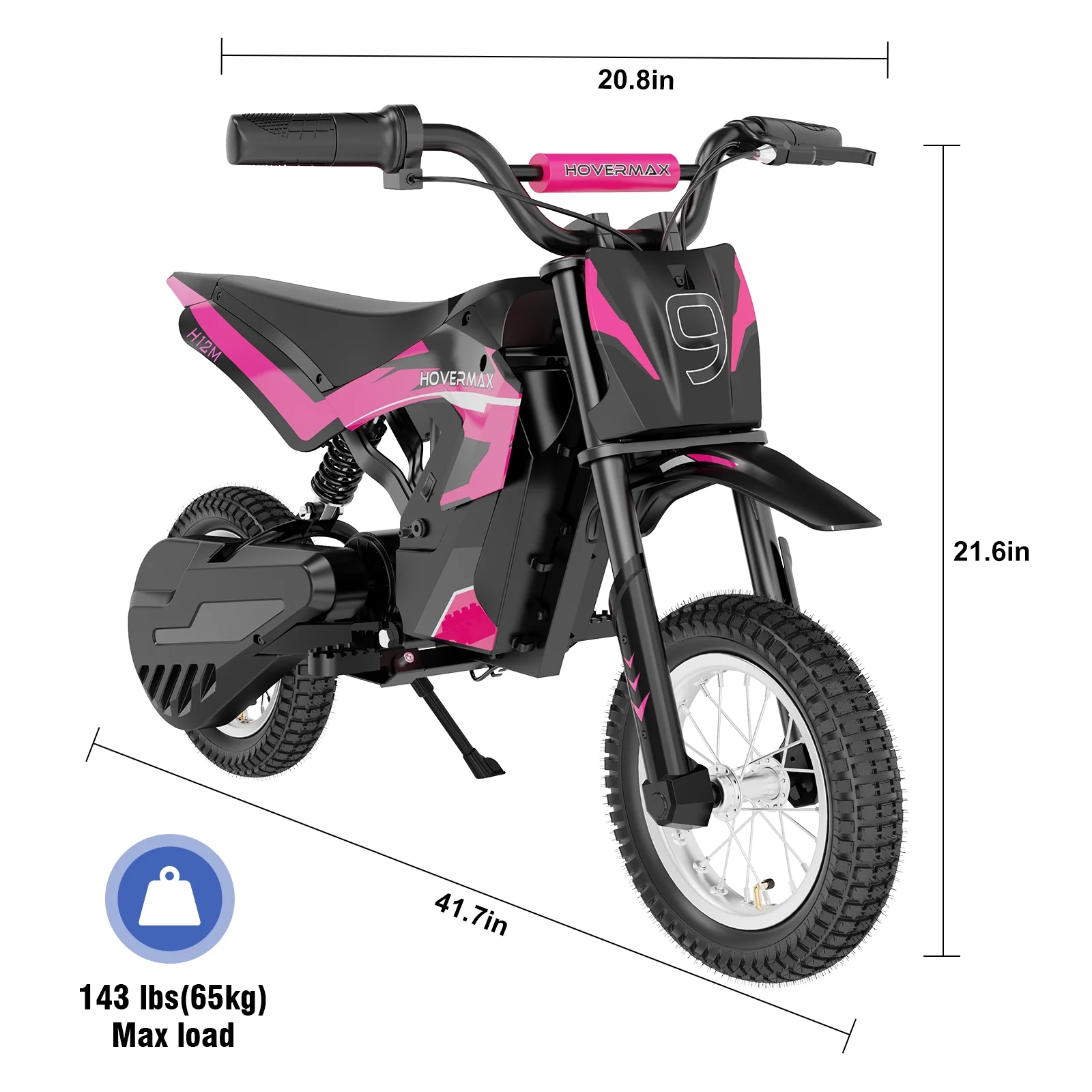 HOVERMAX H12M 24V Electric Dirt Bike, 300W Electric Motorcycle 12.5MPH Max Speed, Ride On Toys motocross for Kids Teens, Blue - Womvr