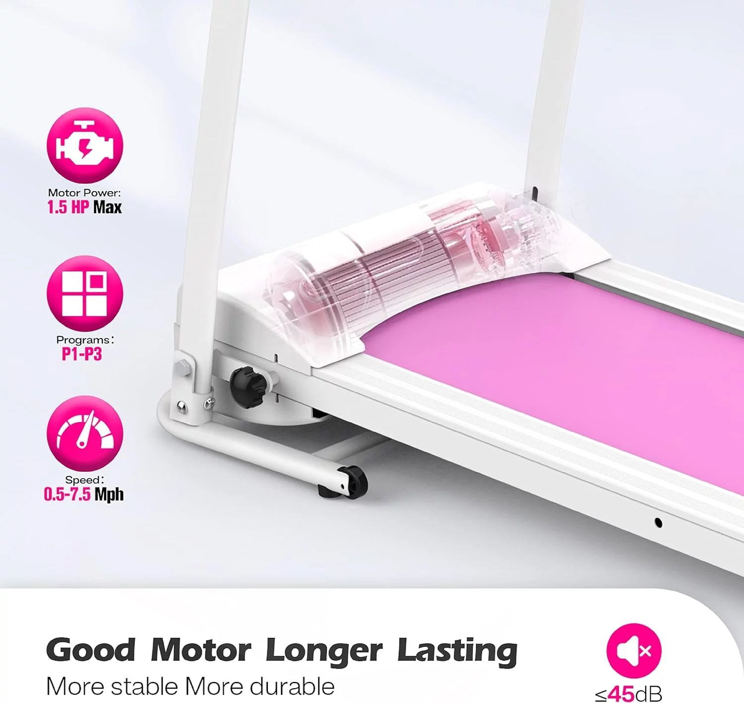 IM Lashes Folding Treadmill, Electric Running Walking Exercise Machine with 0.8 - 12 km/h Speed, 12 Preset Programs - Womvr