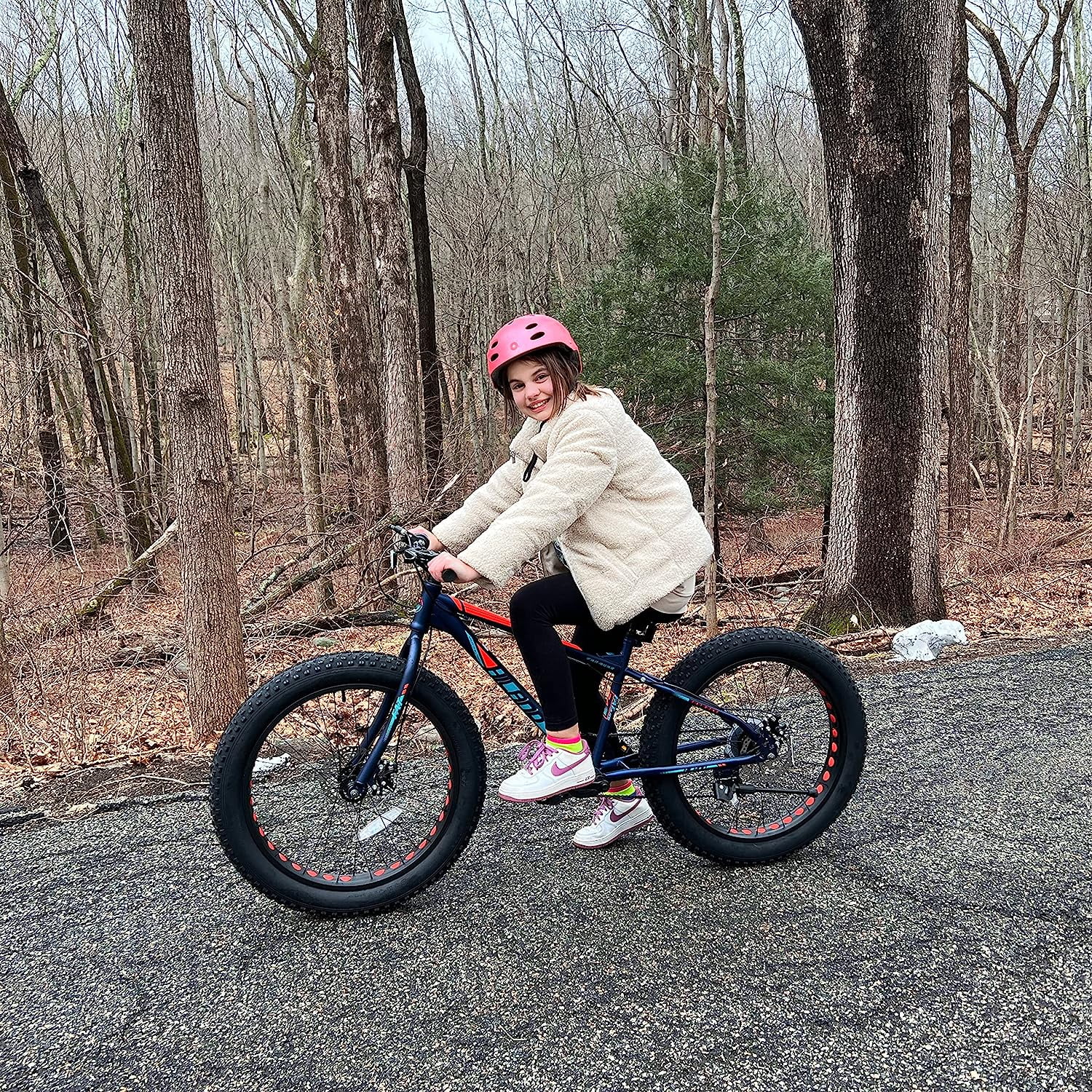 Hiland Kids Fat Tire Bike, Shimano 7-Speed, Dual-Disc Brakes, 20 inch Kids Trail Mountain Bike for Boys Girls, Silver - Womvr