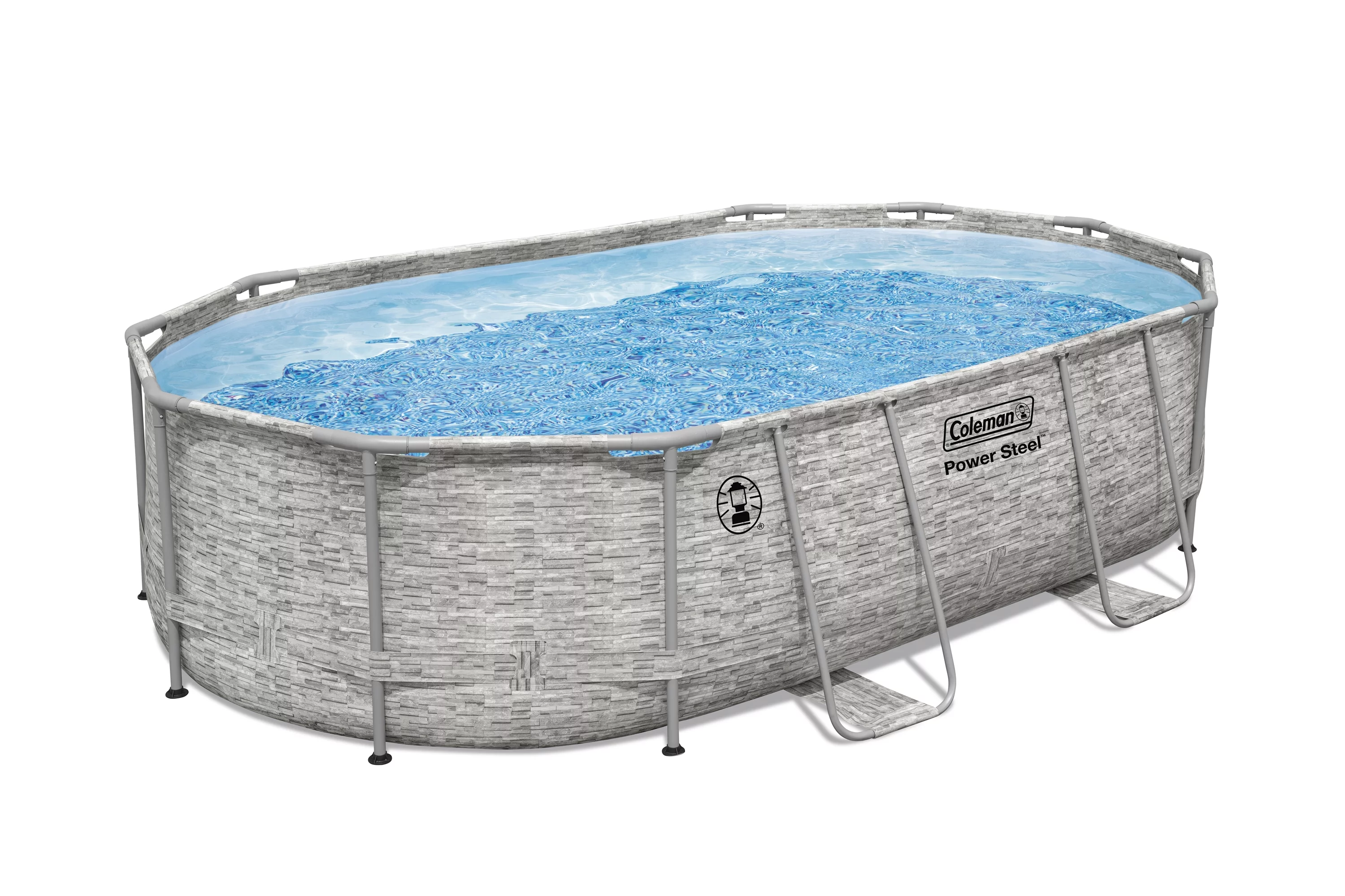 Coleman Power Steel 16 ft. x 10 ft. x 42 in. Oval Metal Frame Above Ground Pool Set - Womvr