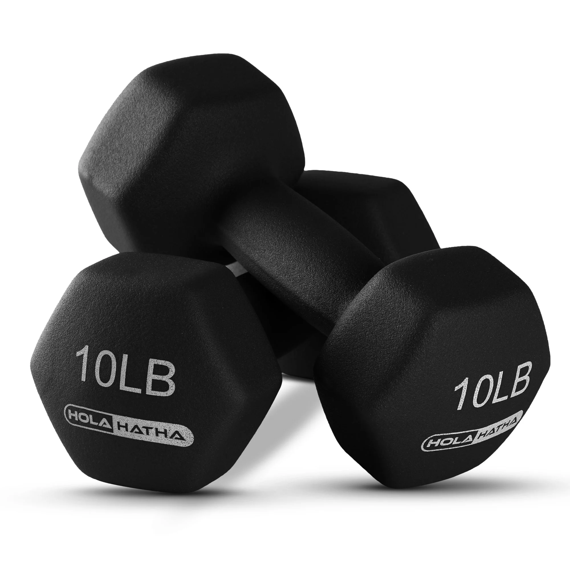HolaHatha 3, 5, 8, 10, and 12 Pound Neoprene Dumbbell Weight Set, Black - Womvr