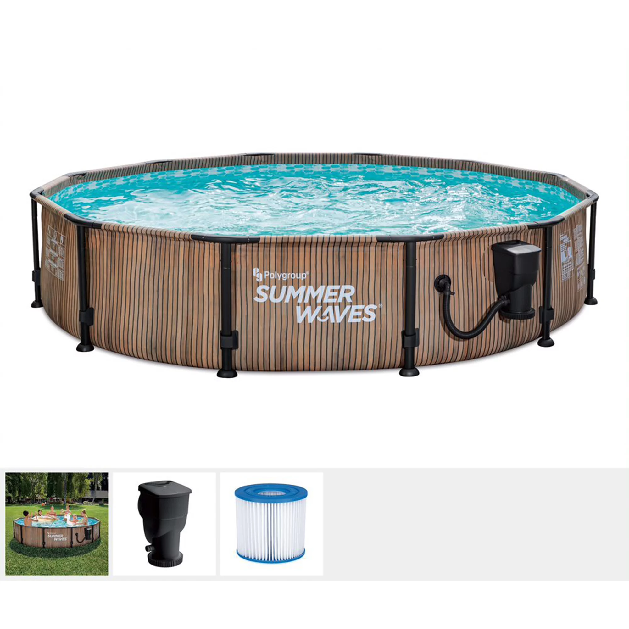 Summer Waves Active 12ft x 30in Above Ground Frame Pool with Filter (Open Box) - Womvr