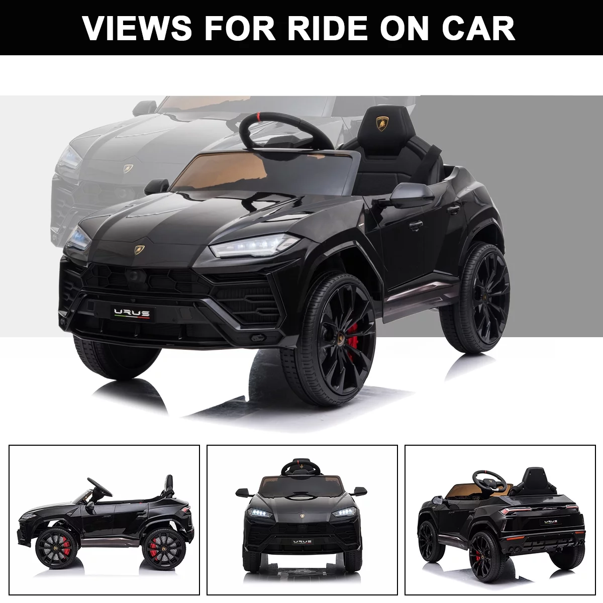 FUNTOK Lamborghini Urus 12V Electric Powered Ride on Car for Kids, with Remote Control, Foot Pedal, MP3 Player and LED Headlights - Womvr