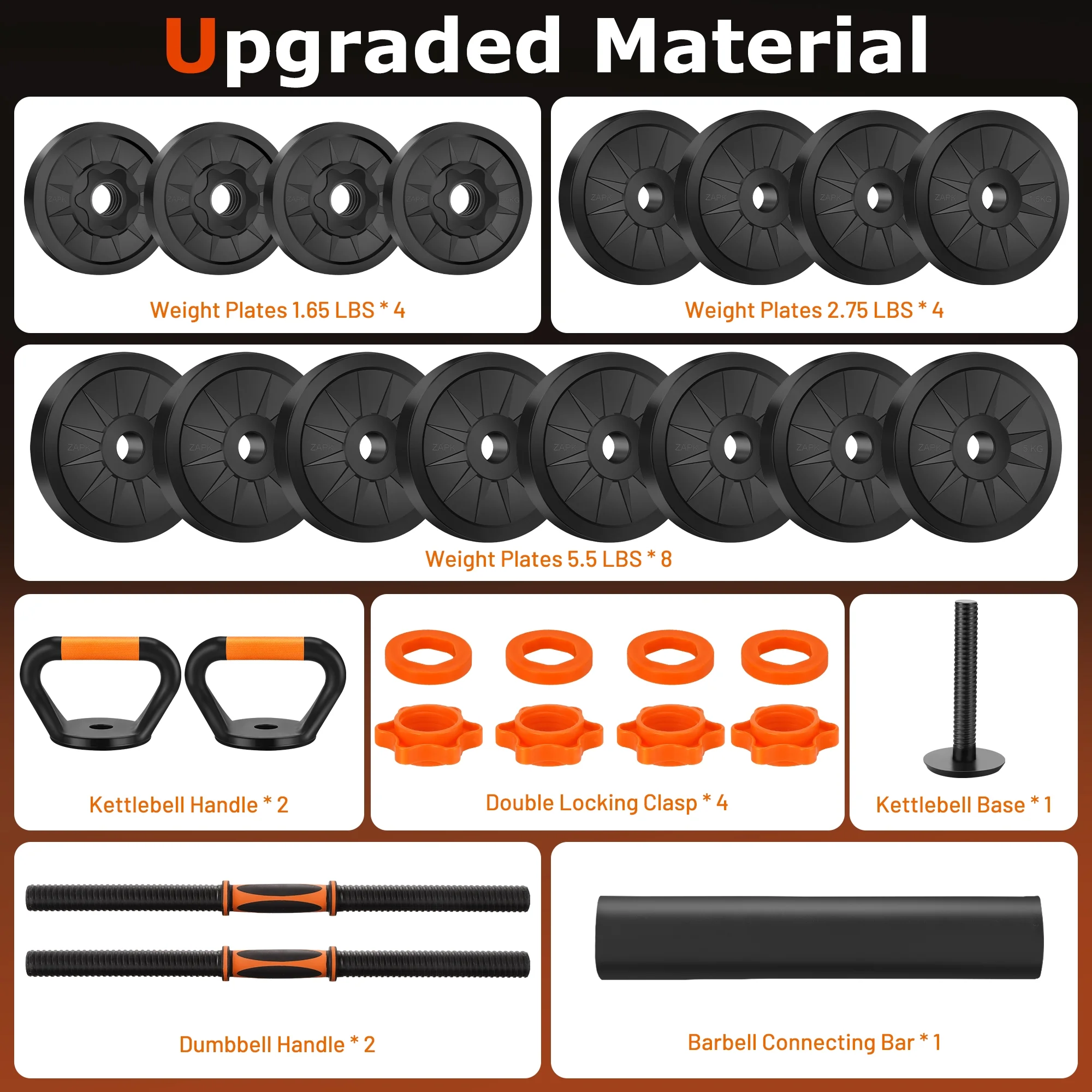 FIXTECH 66 Lbs Adjustable Dumbbell Set,  4 in 1 Weight Set, Dumbbell, Barbell, Kettlebell and Push-up, Home Gym Fitness Workout Equipment for Men and Women - Womvr