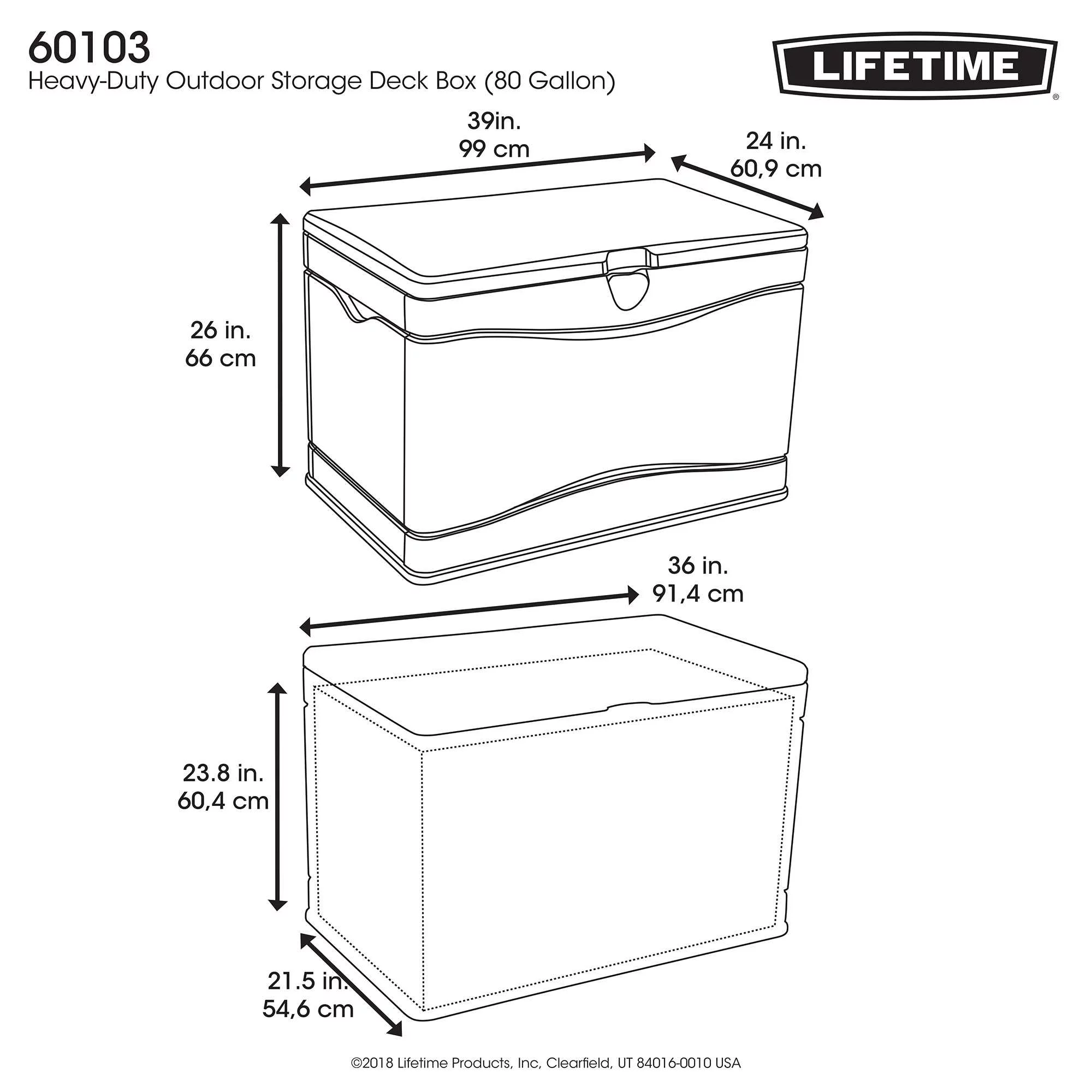 Lifetime Heavy-Duty 80 Gallon Plastic Deck Box, Beige - Womvr