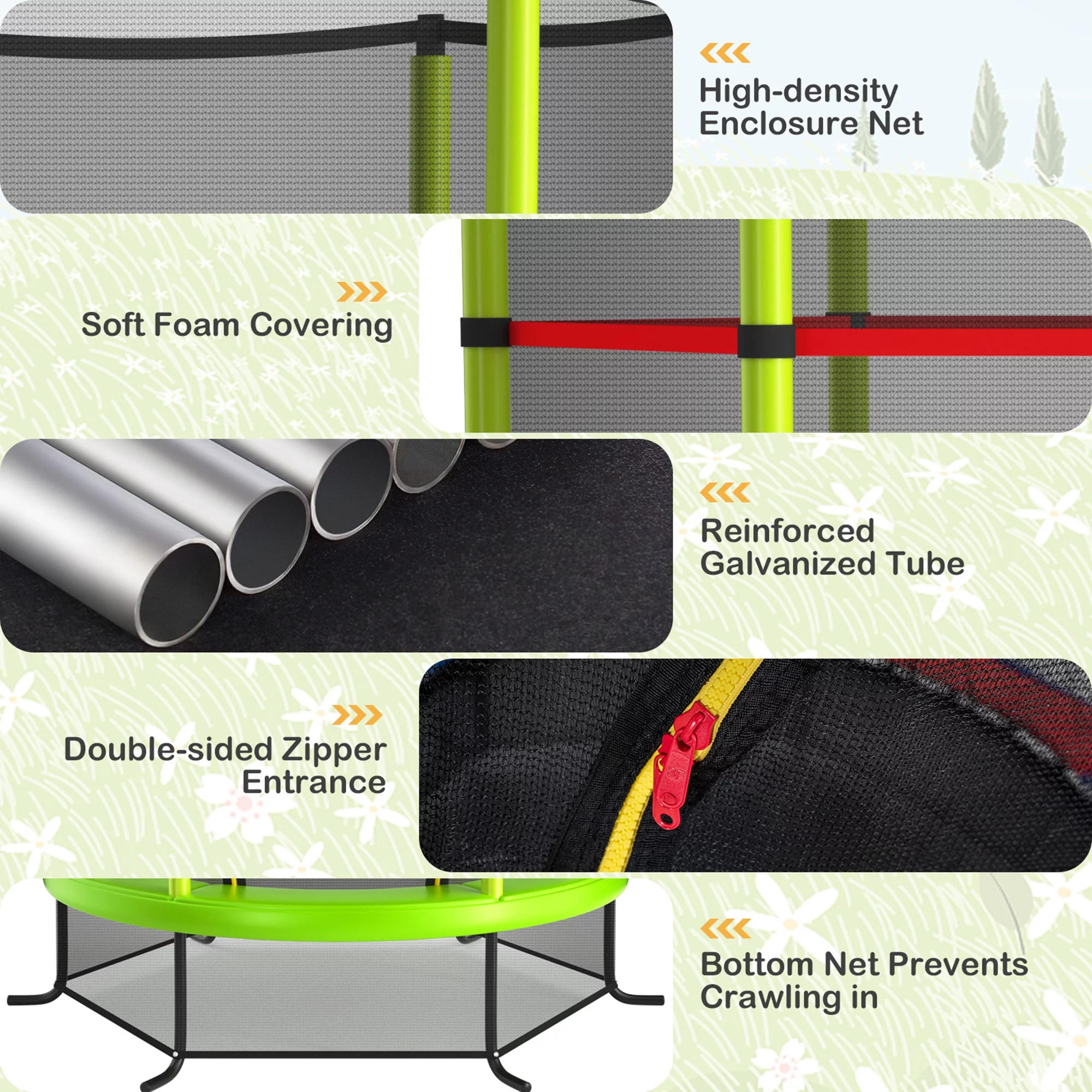 Gymax 55'' Recreational Trampoline for Kids Toddler Trampoline w/ Enclosure Net Navy - Womvr