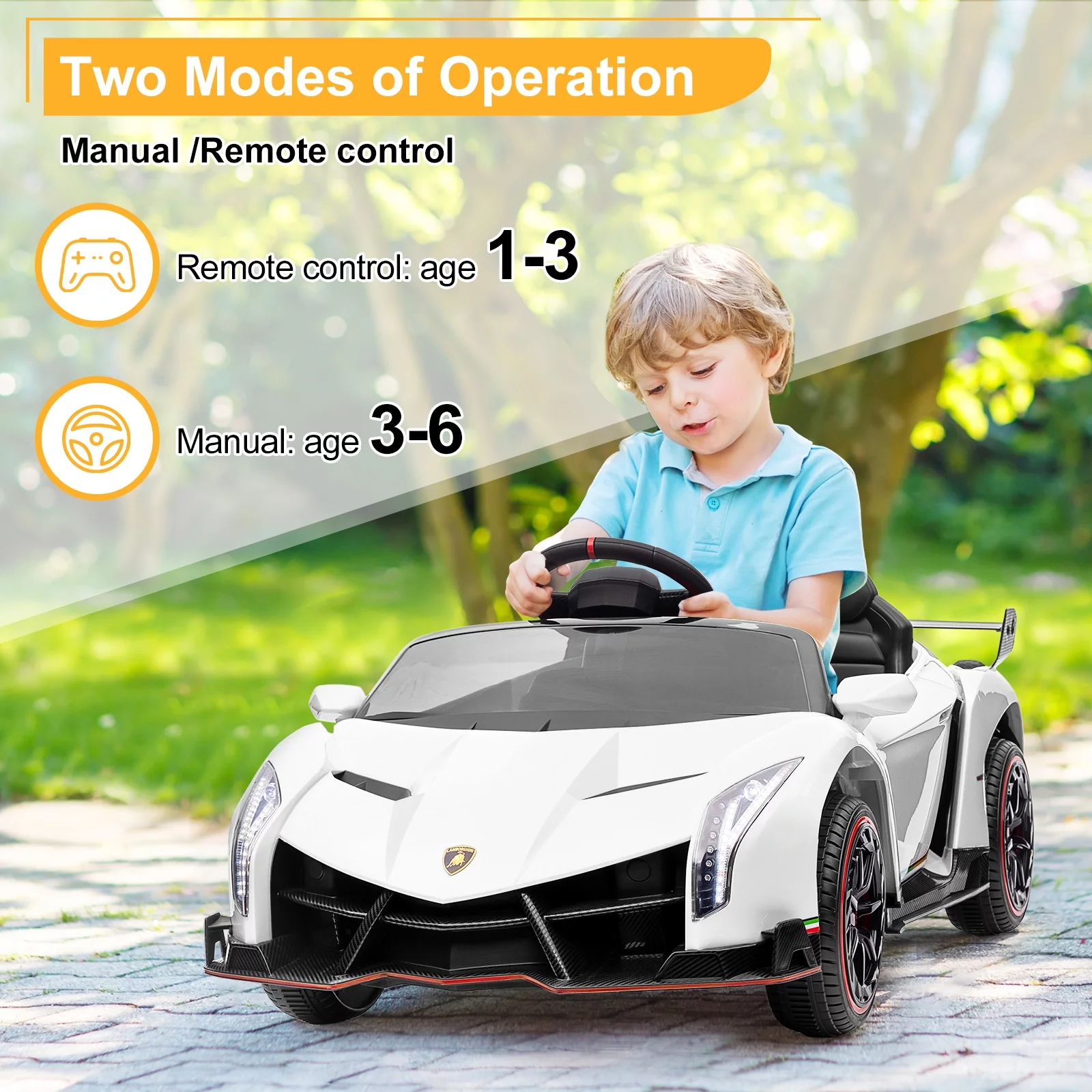 UBesGoo Electric Ride On Car 12V Licensed Lamborghini for Kids Girl, Parent Control, LED Headlights - Pink - Womvr