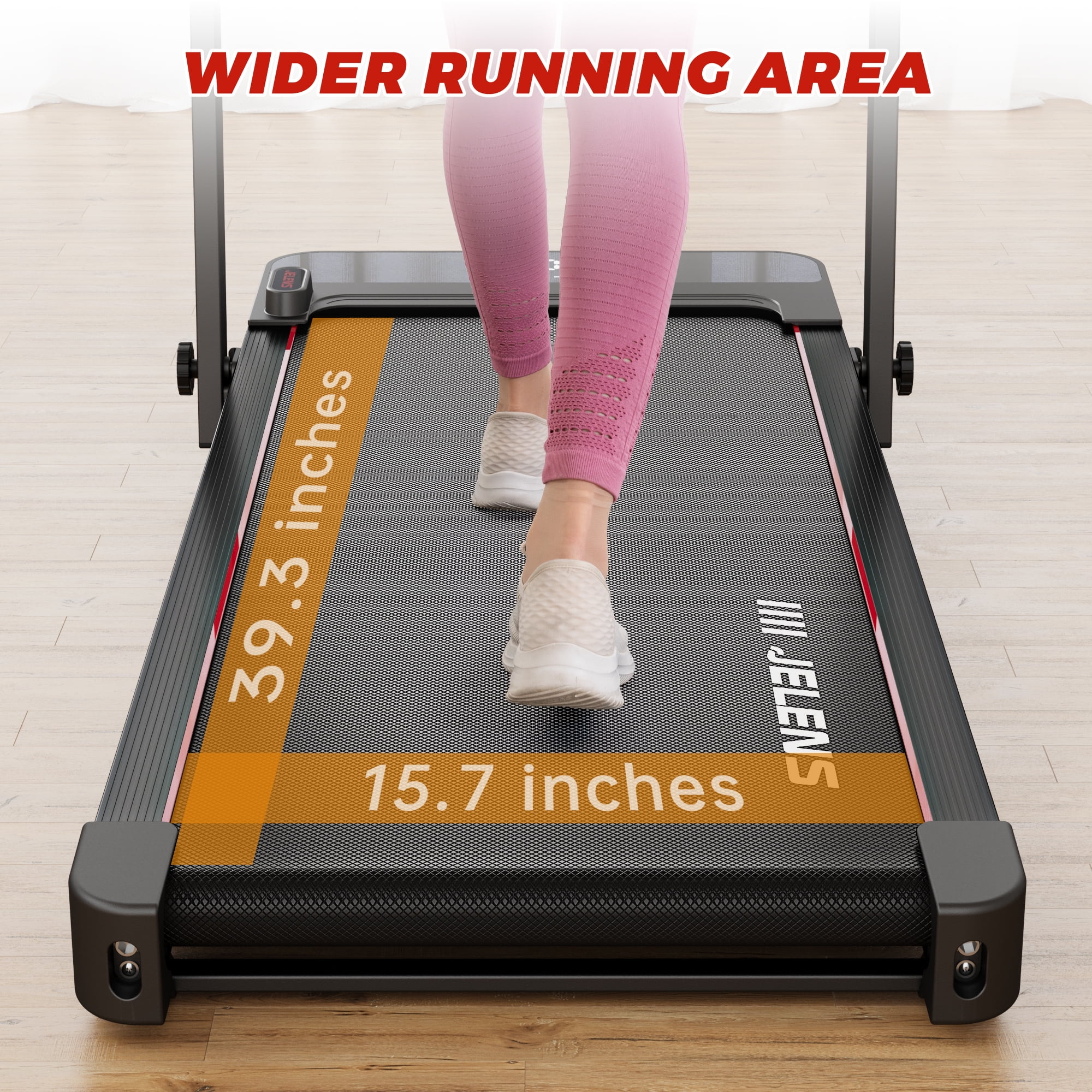 JELENS 2 in 1 Treadmill, 2.5HP Walking Pad Folding Treadmill with Remote Control and LED Display, Portable Under Desk Treadmill for Home Office with 265lbs Weight Capacity - Womvr
