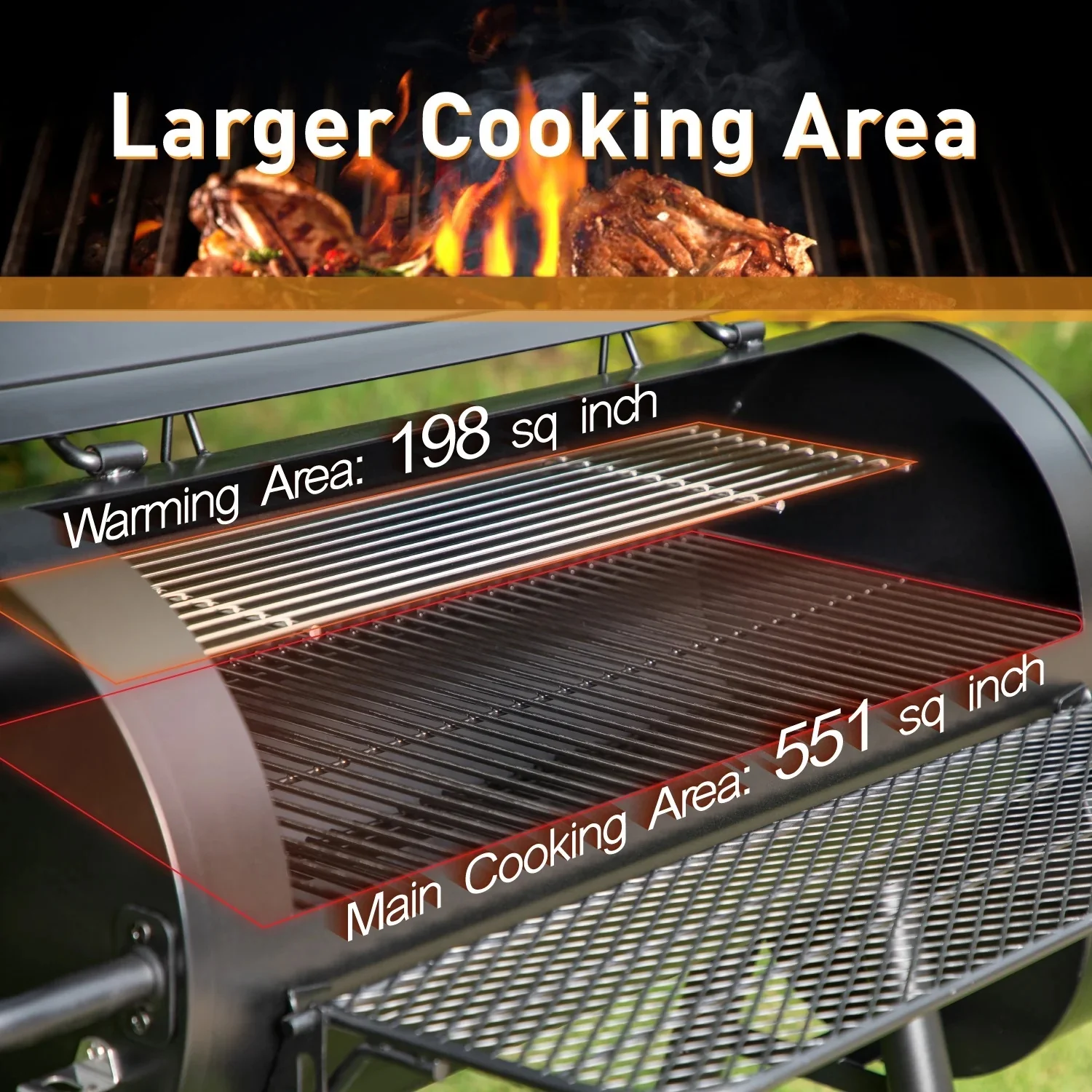 MF Studio Charcoal Grill with Offset Smoker 941 sq.in. Extra Large BBQ Grill Black - Womvr