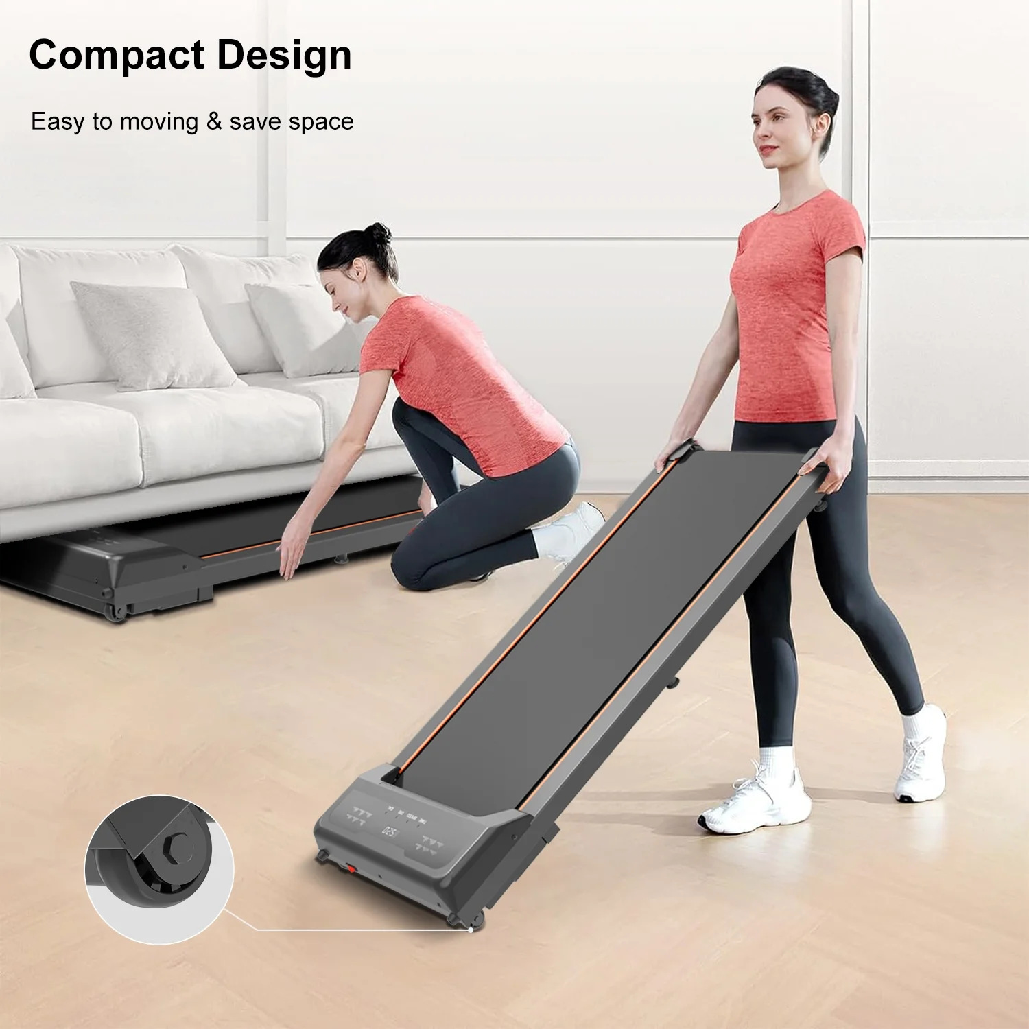 Under Desk Treadmill, Walking Pad Treadmill, 2 in 1 Foldable Treadmill Walking Treadmill for Home and Office with Remote Control and Big Display - Womvr