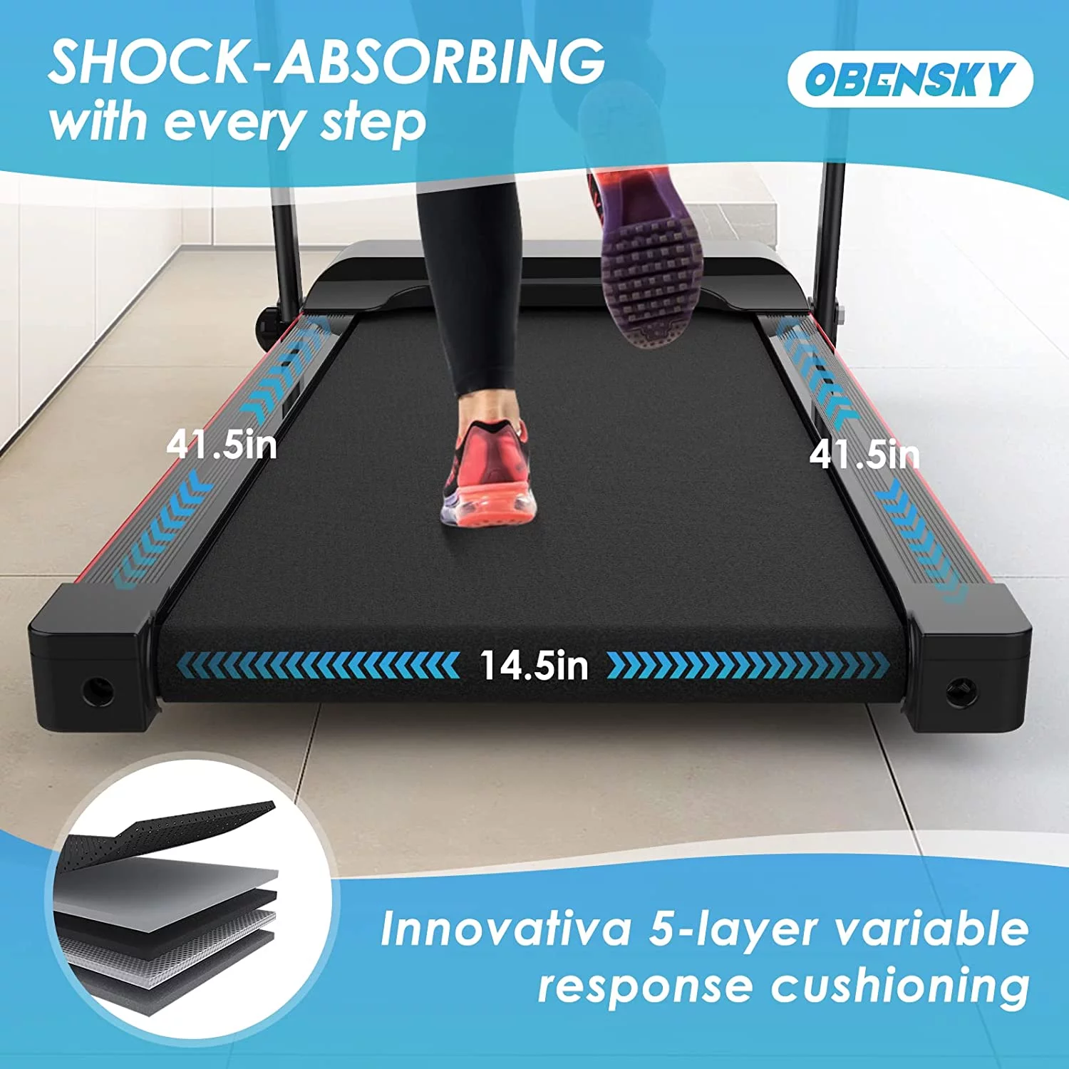 OEBNSKY Folding Incline Treadmill for Home with Smart LCD Display, 265lbs, 12 Programs 3 Modes, MP3 Music Speaker, 2.5HP Electric Foldable Treadmill Running Machine - Womvr