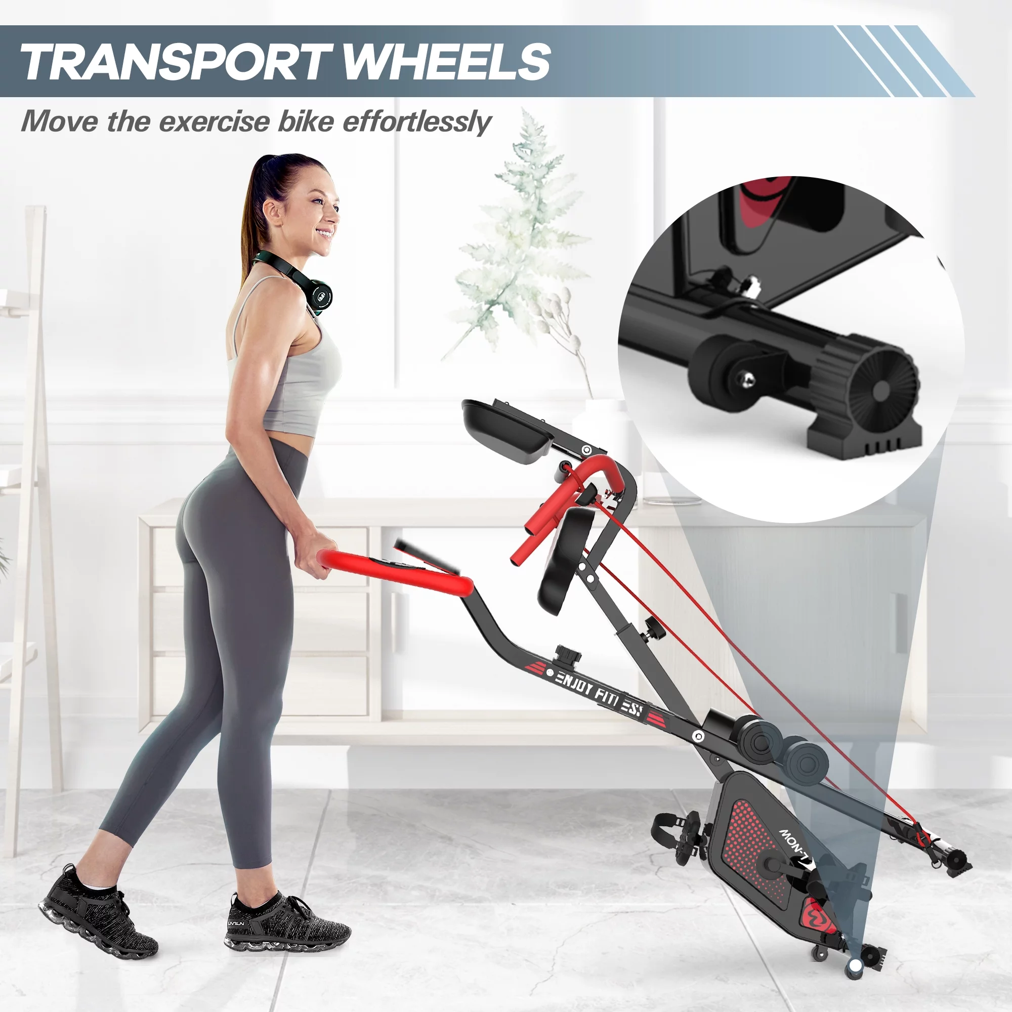 Pooboo 4in1 Folding Exercise Bike Indoor Cycling Bike Stationary Magnetic x Bike Gym Workout 300lb - Womvr