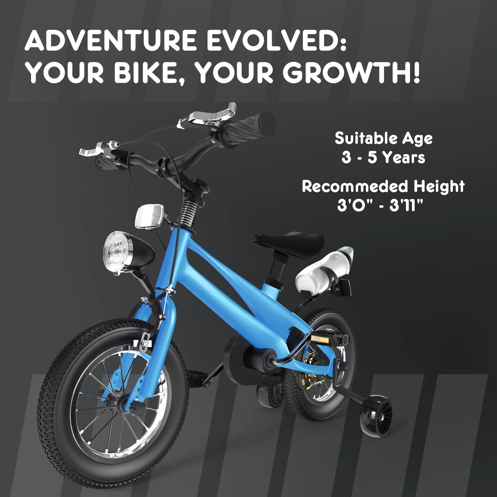 HARPPA 14 inch Bikes for Boys Age 3-5 Years, Kids Bicycle with Training Wheels, Blue - Womvr
