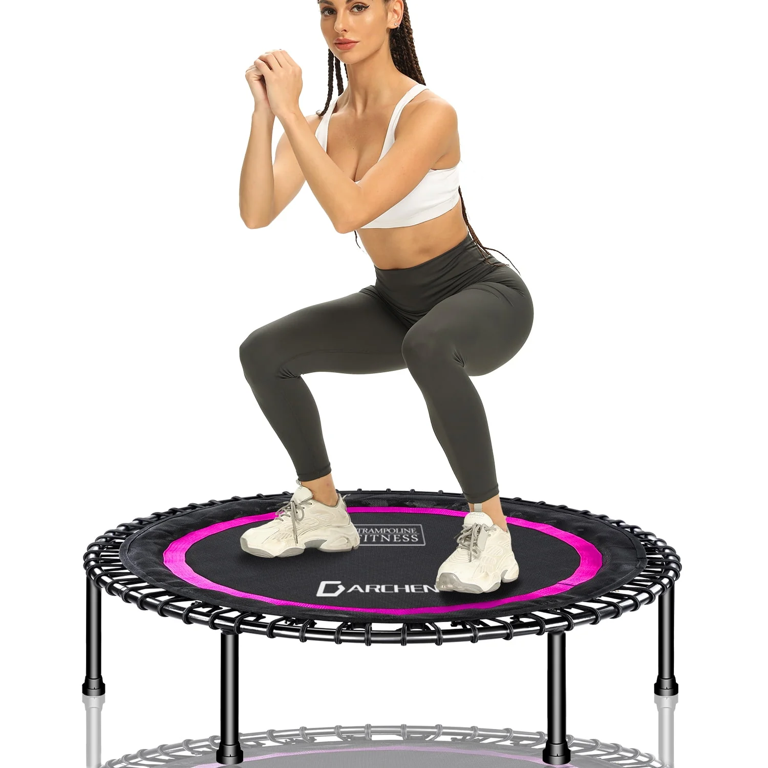 Darchen 450 lbs Mini Trampoline for Adults, Indoor Small Rebounder Exercise Trampoline for Workout Fitness for Quiet and Safely Cushioned Bounce, 40 Inch - Womvr