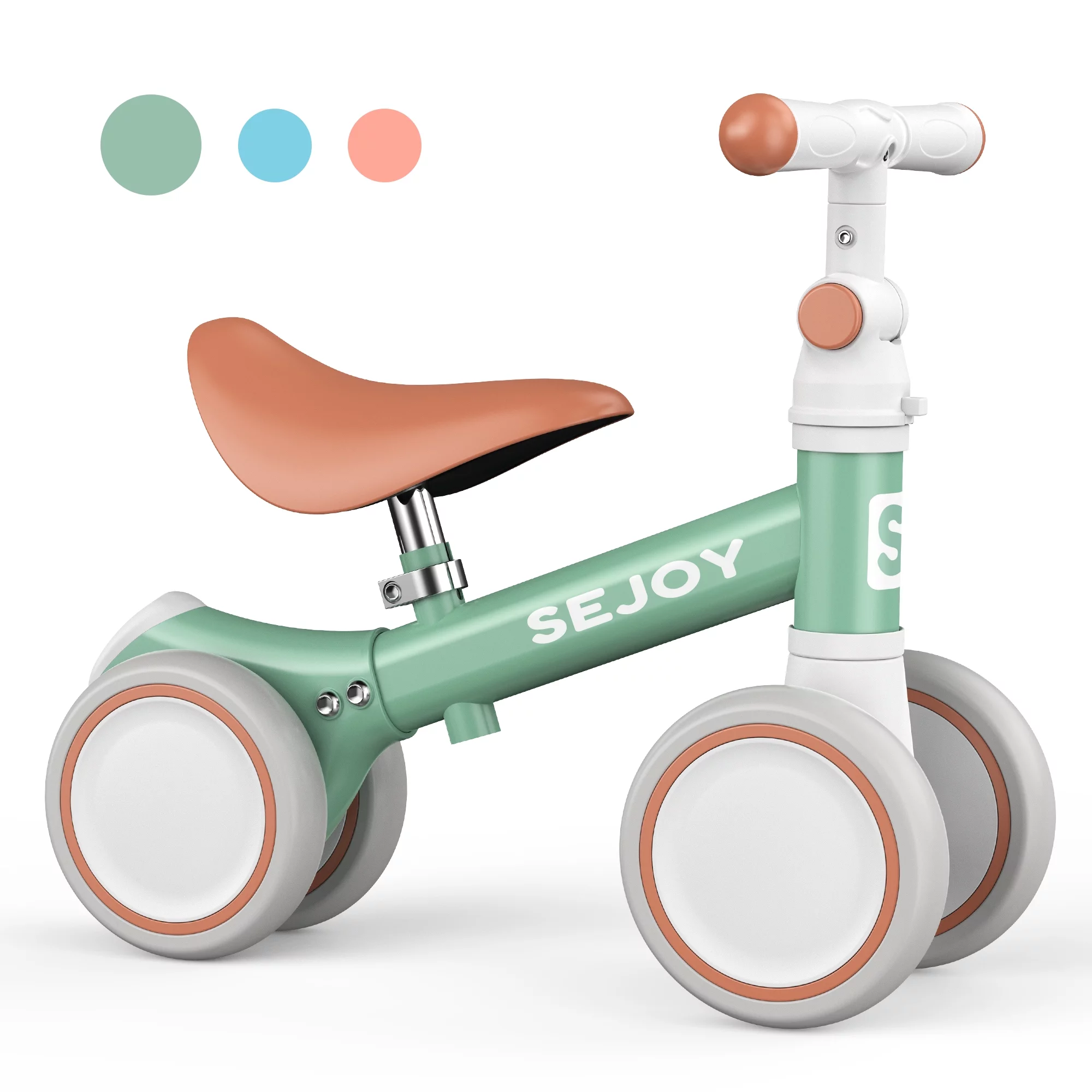 Sejoy Baby Balance Bike, Toddler Baby Bicycle with 4 Wheels for 10-36 Months, Adjustable Handlebar Baby Outdoor Bike Riding Toy, First B-day Gift - Womvr