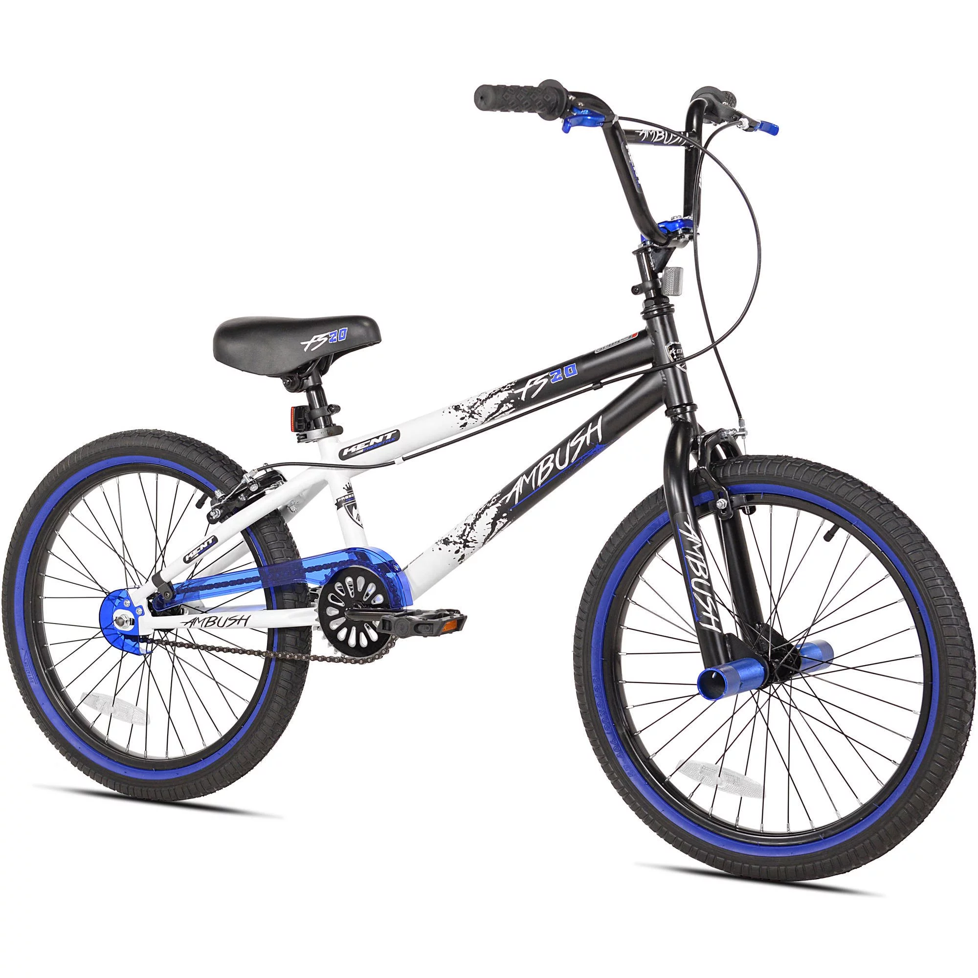 Kent 20 In. Ambush Boy's BMX Bike, Black with Blue and white accents - Womvr