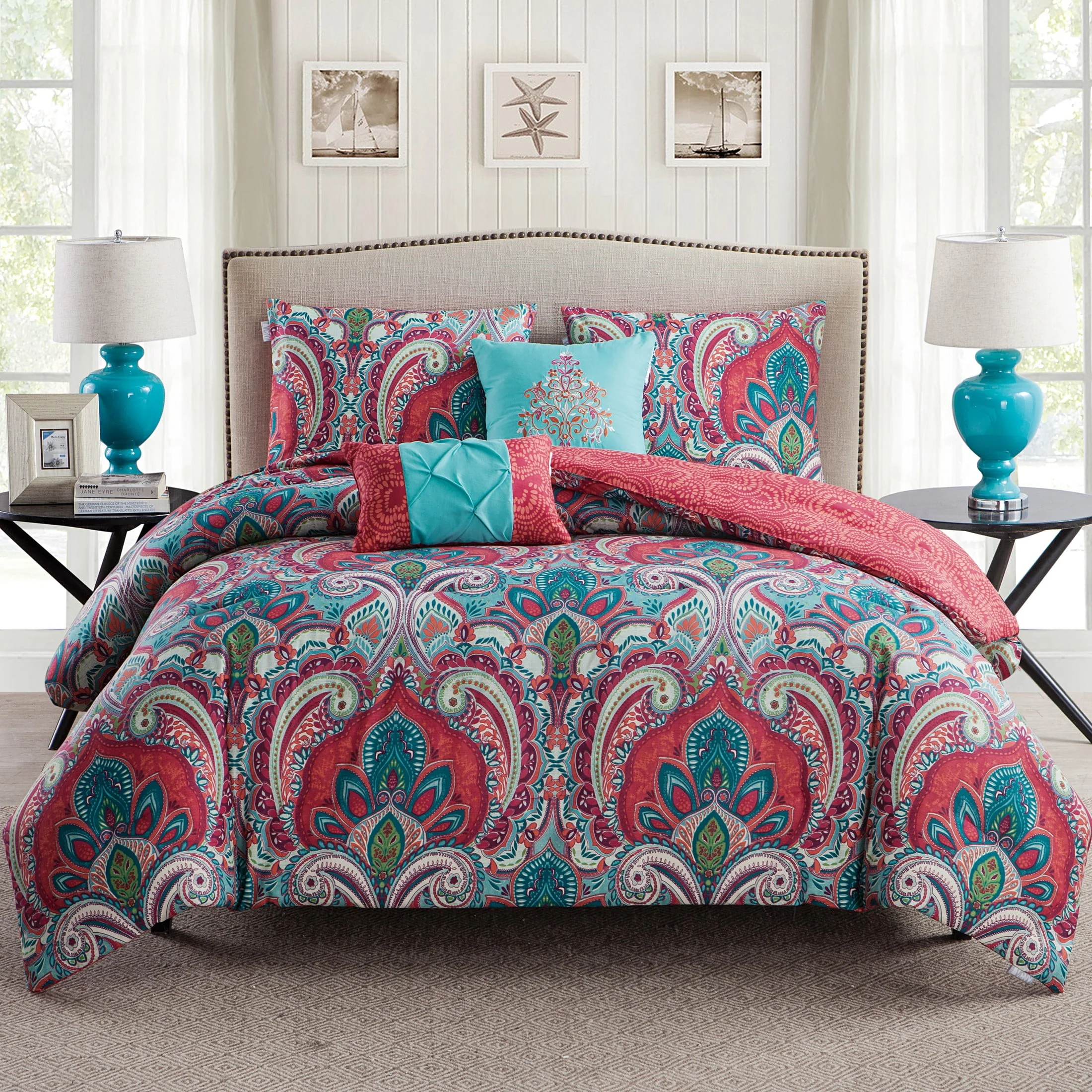 VCNY Home Carmen 4-Piece Navy Solid Pintuck Comforter Set, Queen - Womvr
