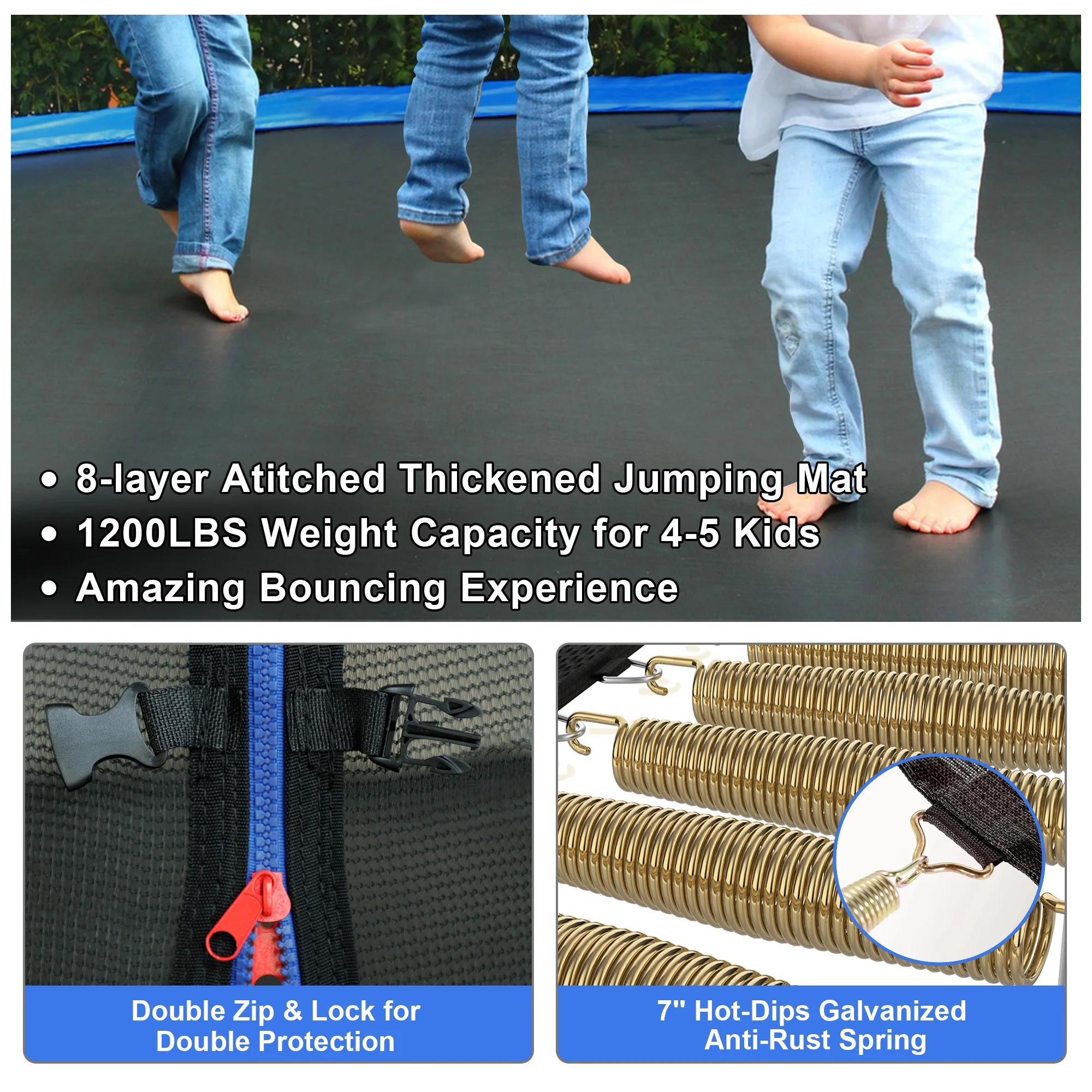 Jump Into Fun Trampoline 12FT 14FT, Trampoline with Enclosure, Basketball Hoop, 2 Balls, LED Light, Sprinkler and Socks, 1400LBS Trampoline for 1-2 Adults/ 4-5 Kids, Outdoor No Gap Design Trampoline - Womvr