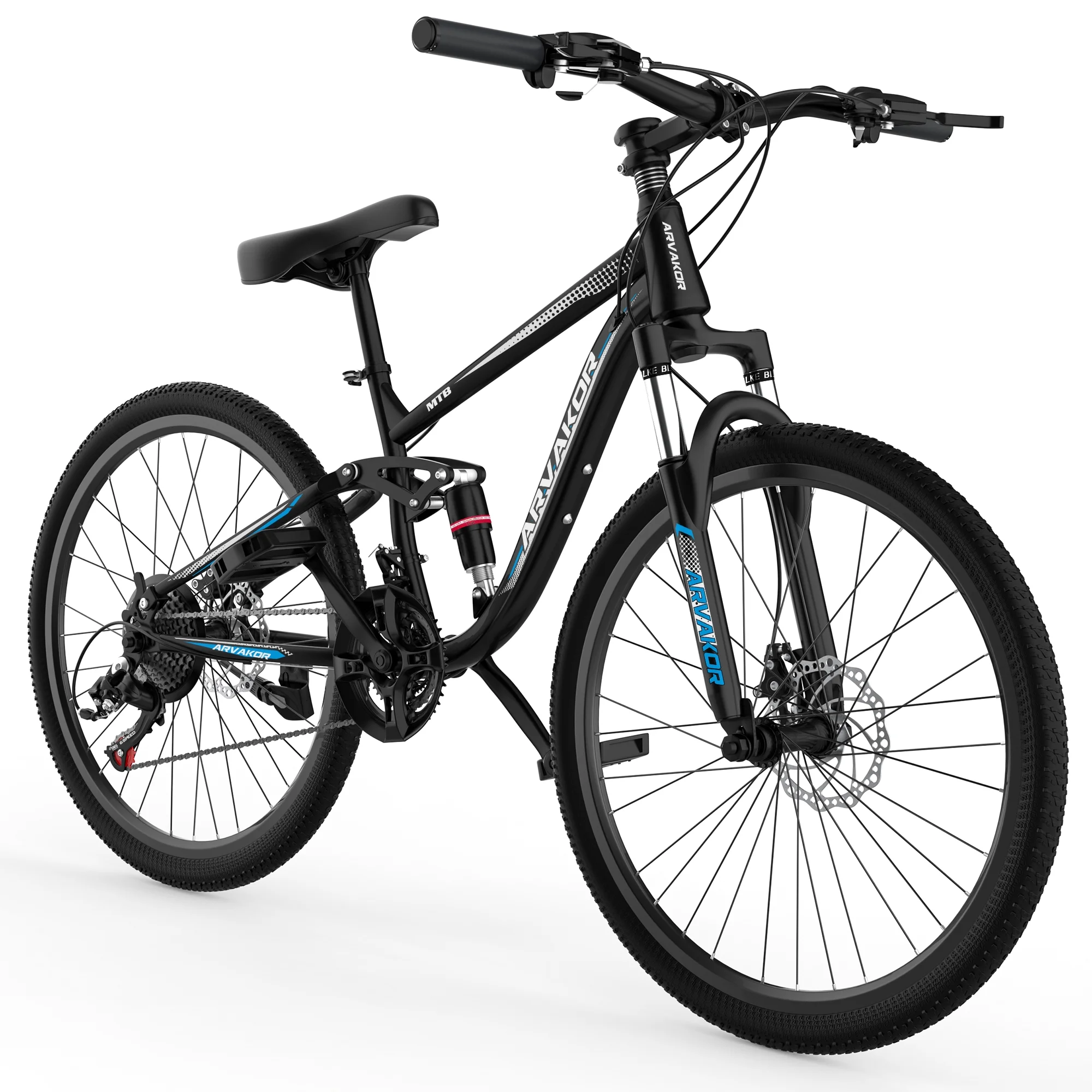 ARVAKOR 26'' Mountain Bikes for Men, 21 Speeds, Double Disc Brake, Gray - Womvr