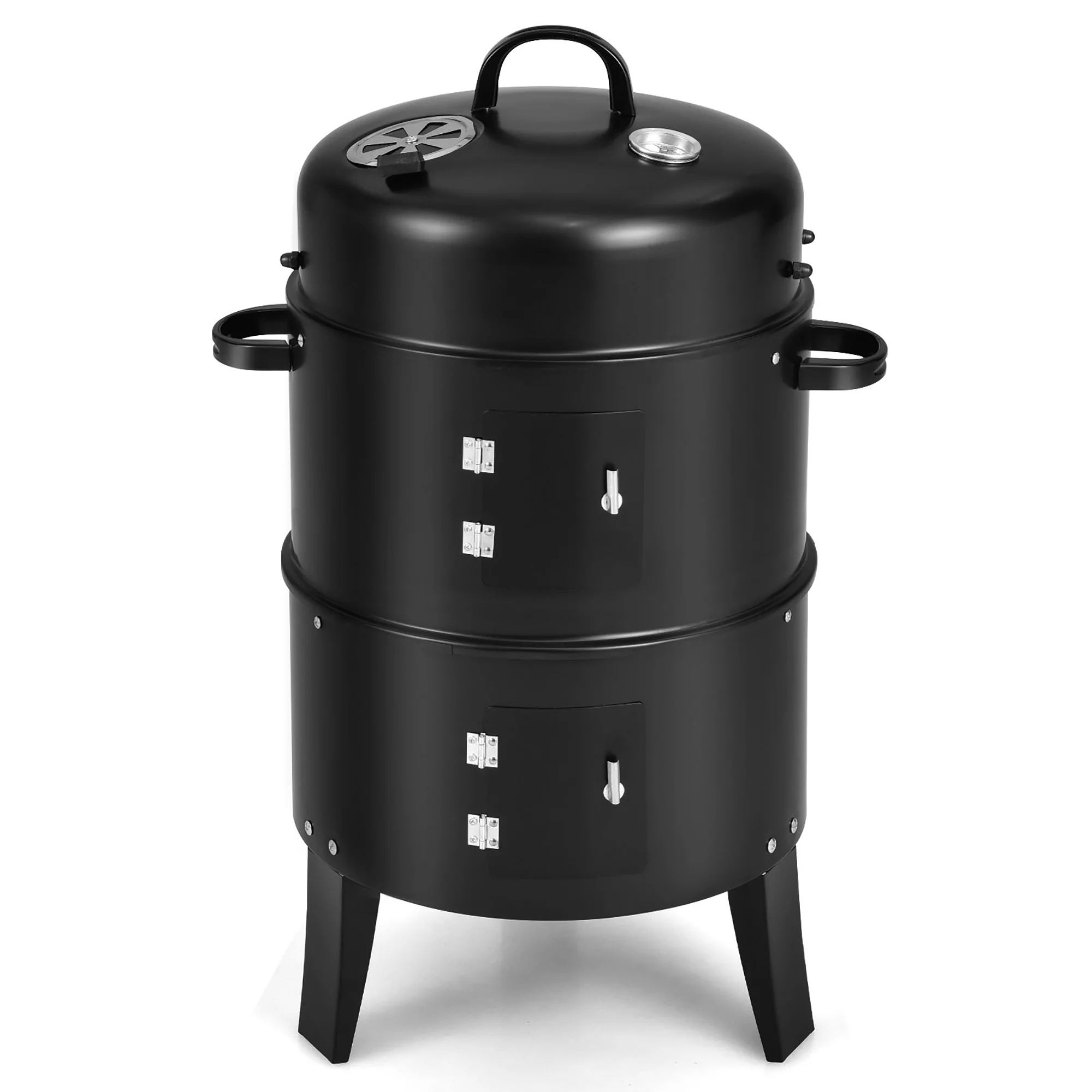 Costway3-in-1 Vertical Charcoal Smoker  Portable BBQ Smoker Grill with Detachable 2 Layer - Womvr