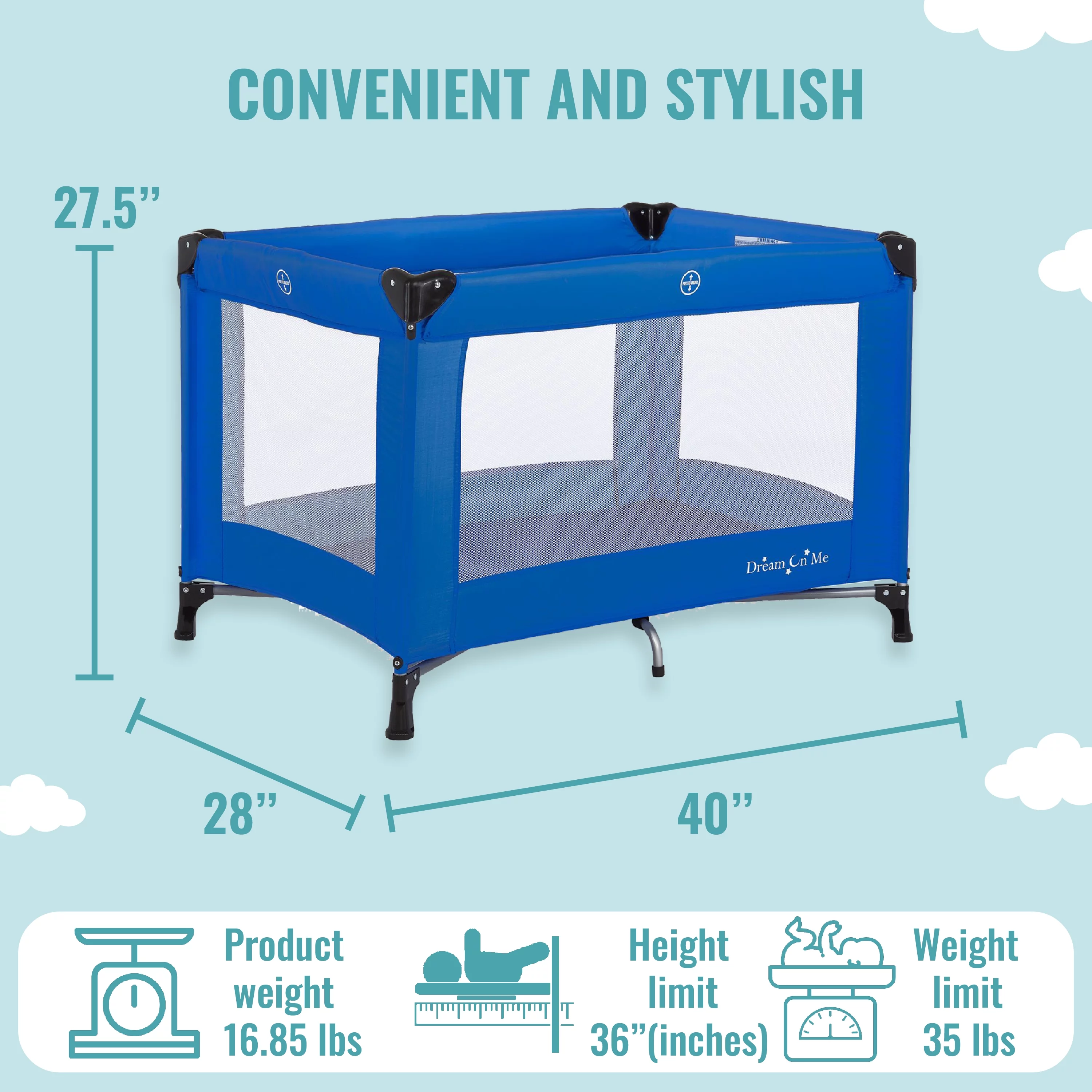 Dream On Me Nest Portable Play Yard with Carry Bag and Shoulder Strap, Pink - Womvr