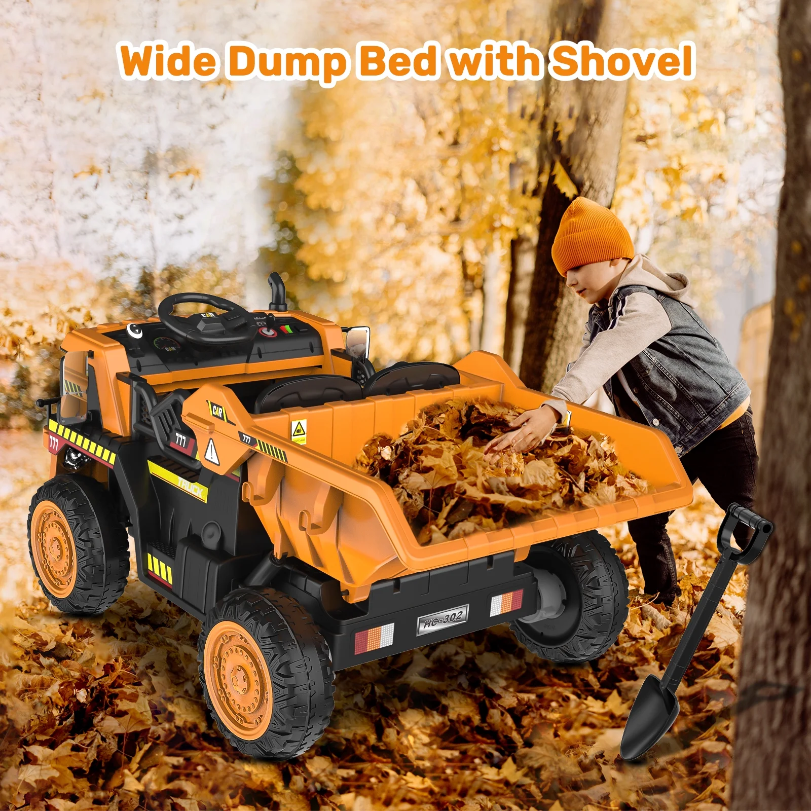 TOKTOO 12Volt Powered Ride on Toy Car for Girls Boys, Dump Truck w/ Electric Dump Bed, Remote Control, Music Player, 1 Seater Electric Car-Ochre Yellow - Womvr