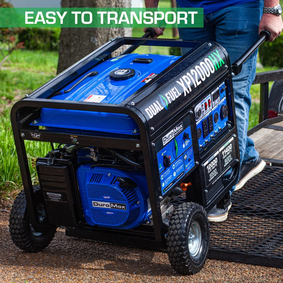 Duromax-XP12000HX DuroMax Generator Dual Fuel Gas Propane Portable with CO Alert 12,000 Watt - Womvr