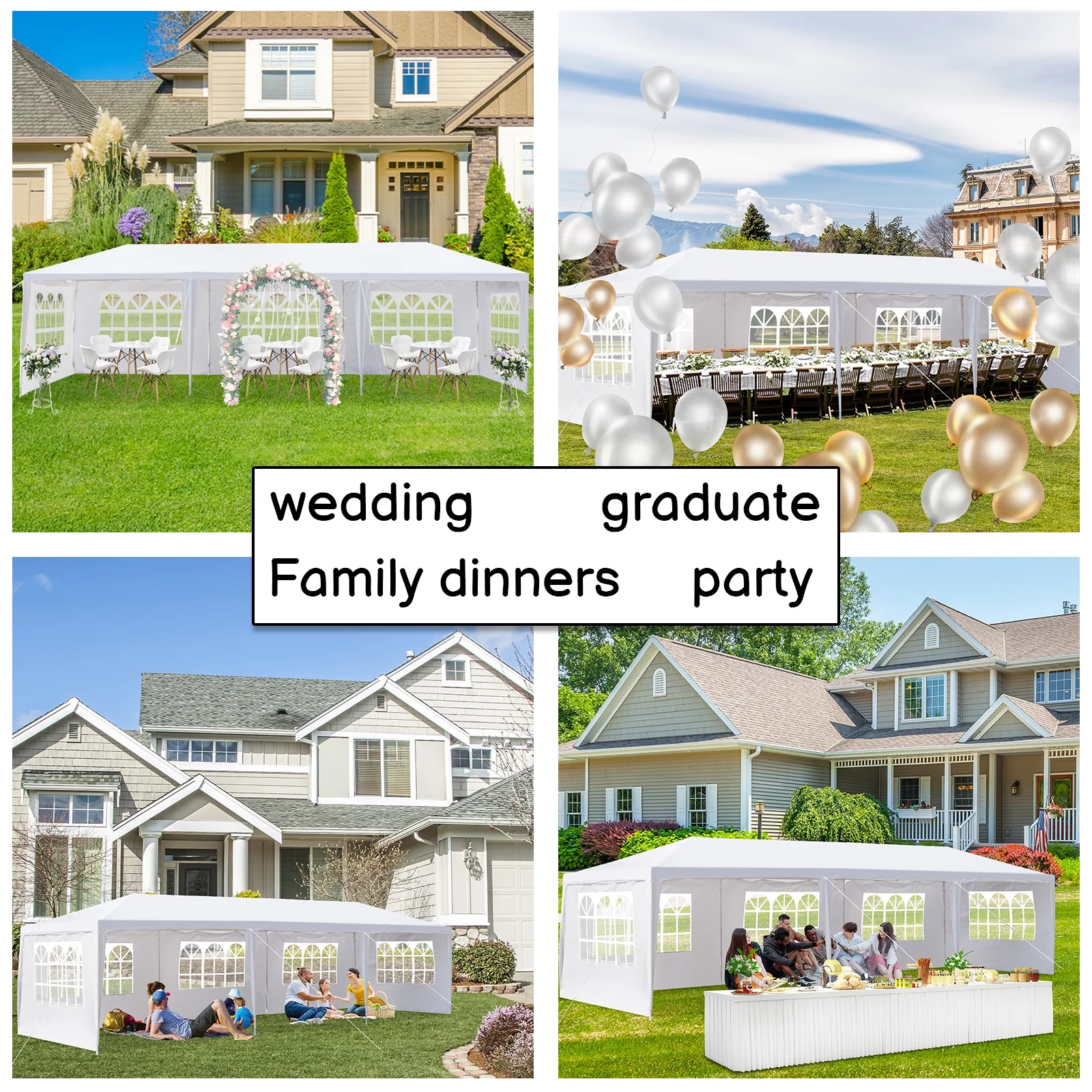 UBesGoo 10' x 10' Canopy Waterproof Party Tent Practical Outdoor Tent for Parties White - Womvr