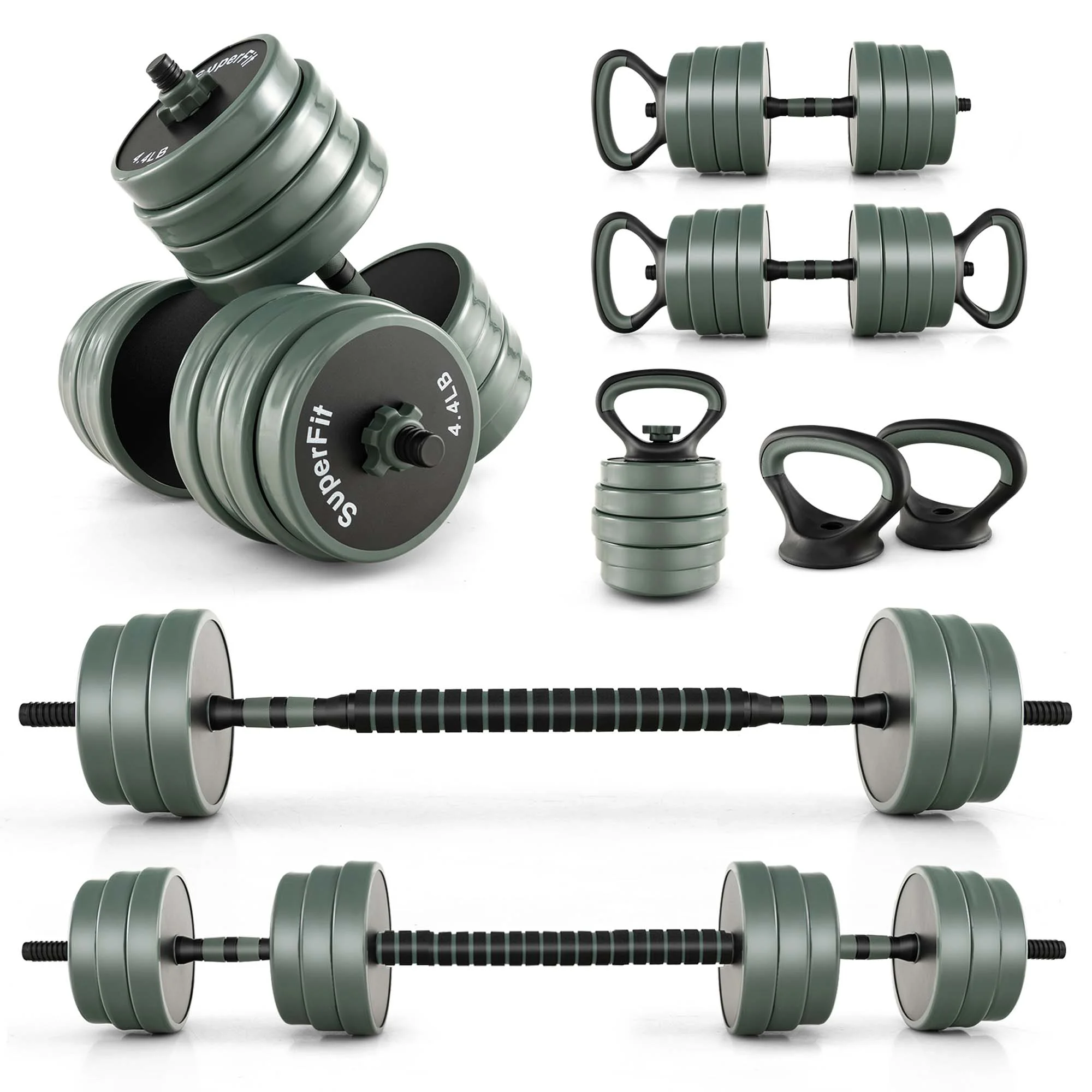Costway 4 in 1 Adjustable Weight Dumbbell Set 47lbs Free Weight Set withConnector Home Gym - Womvr
