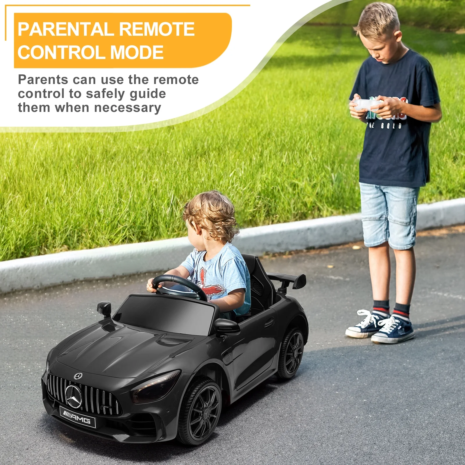 12V Ride on Car for Girls and Boys Licensed Mercedes Benz Electric Vehicle, MP3, Bluetooth, Ride On Toy for 3-5 Years Old, Red - Womvr