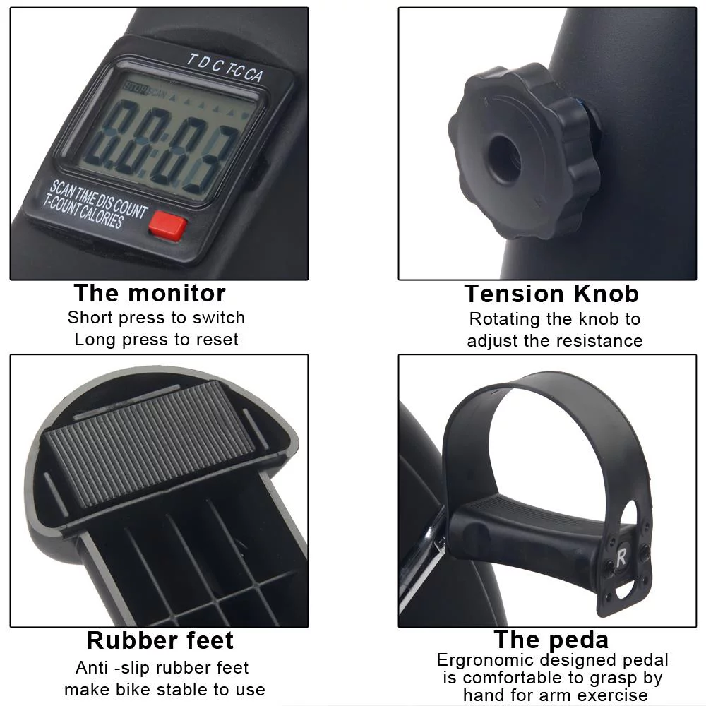 SalonMore Mini Cycle Exercise Bike Under Desk, for Leg/Arm Pedder, Black - Womvr