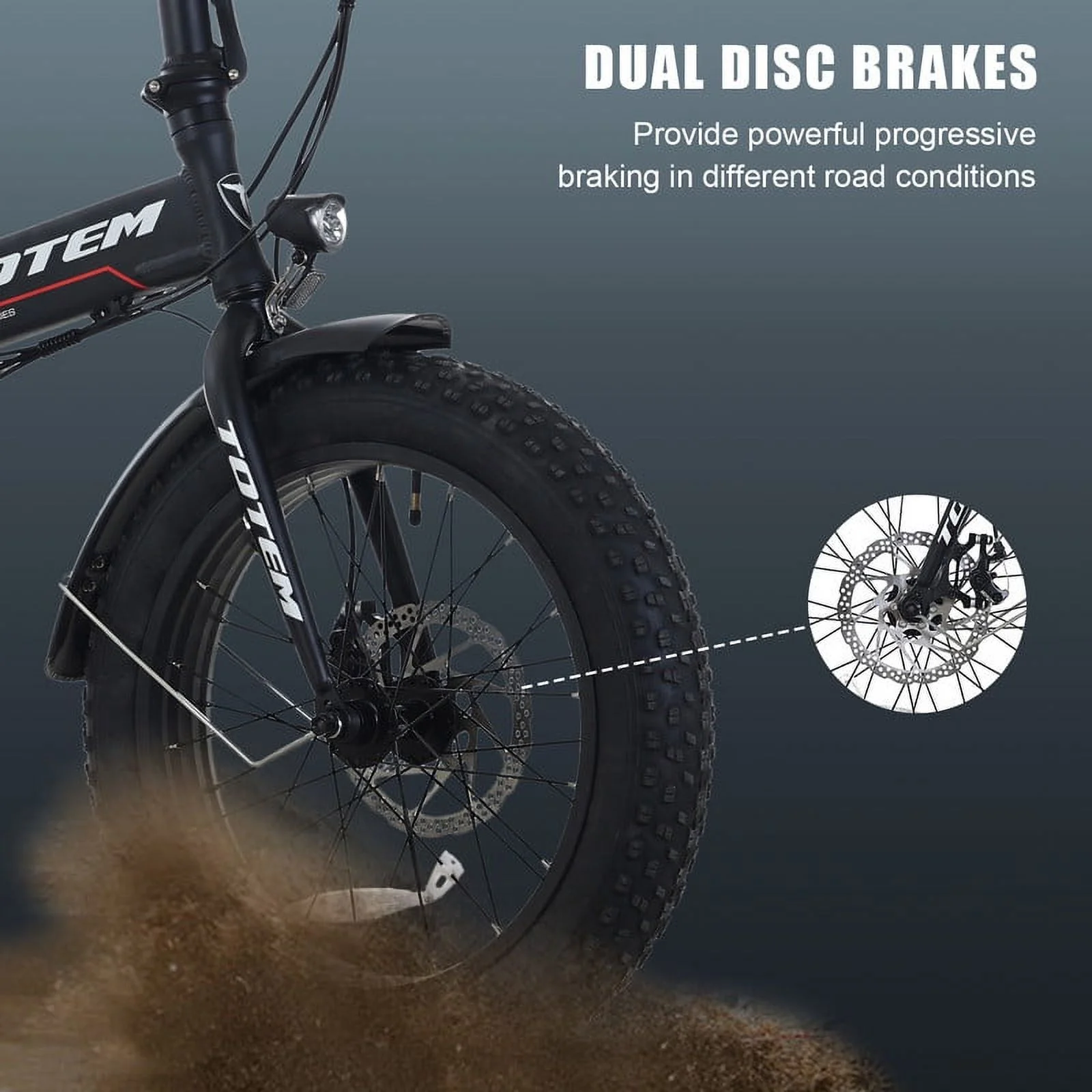 Totem Hammer Electric Bike for Adults, 20” x 4” Fat Tire Folding Ebike, 500W Powerful Motor Electric Folding Bike, 48V 10.4Ah Removable Battery, Shimano 7-SPEED Gears, Black - Womvr