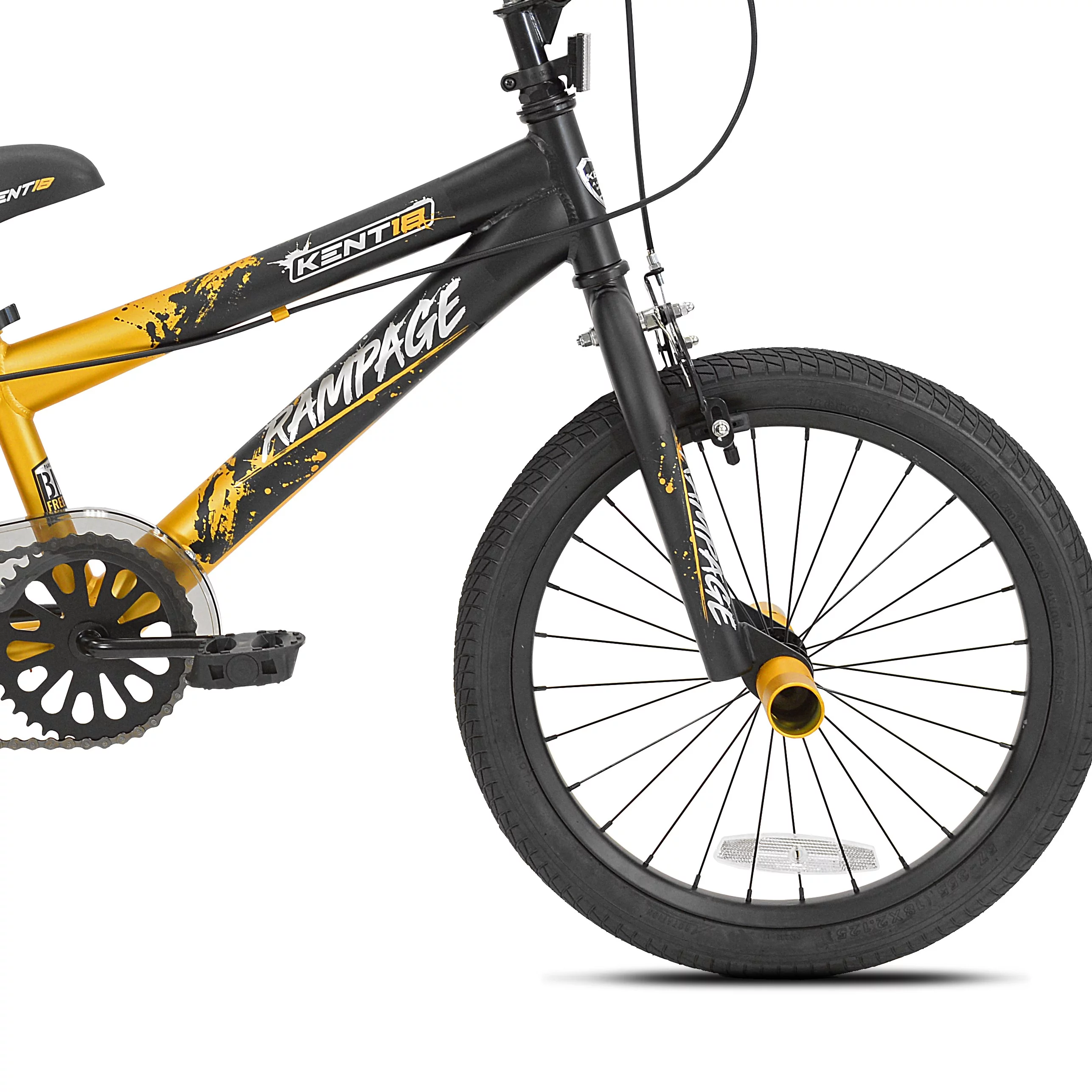 Kent Bicycle 18 in. Rampage Boy's BMX Child Bicycle, Gold and Black - Womvr