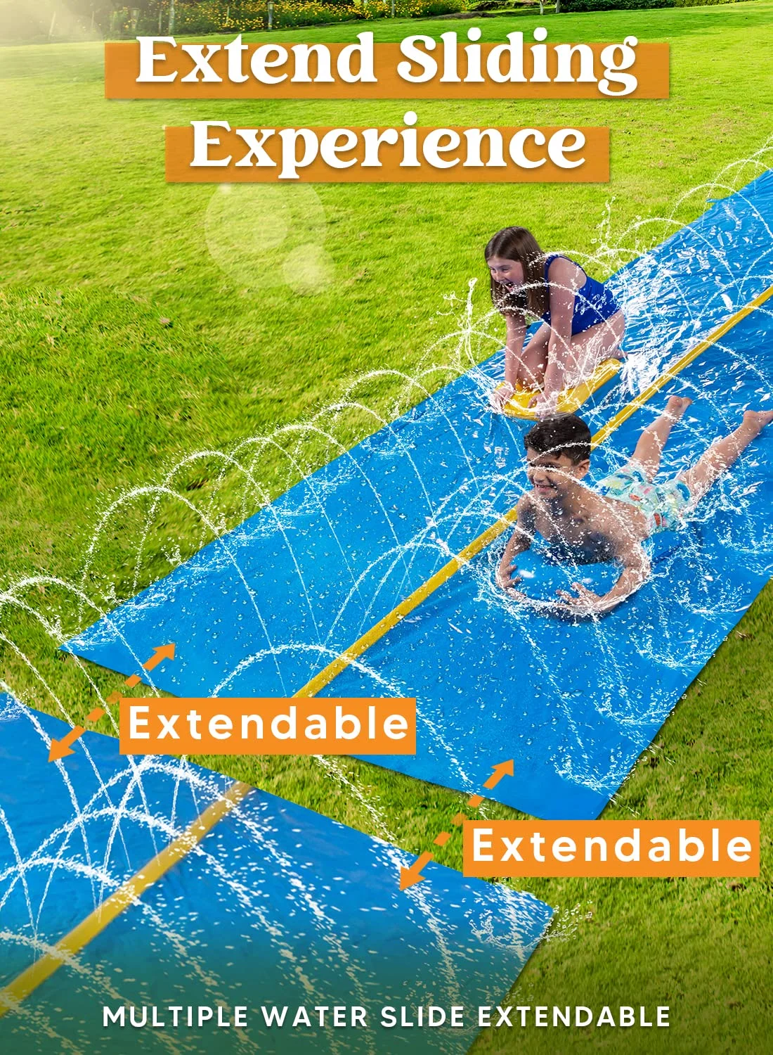 Syncfun 30ft x 6ft Huge Water Slide, Heavy Duty Lawn Water Slide with Built-in Sprinkler and 2 Slip Inflatable Boards for Summer Party - Womvr