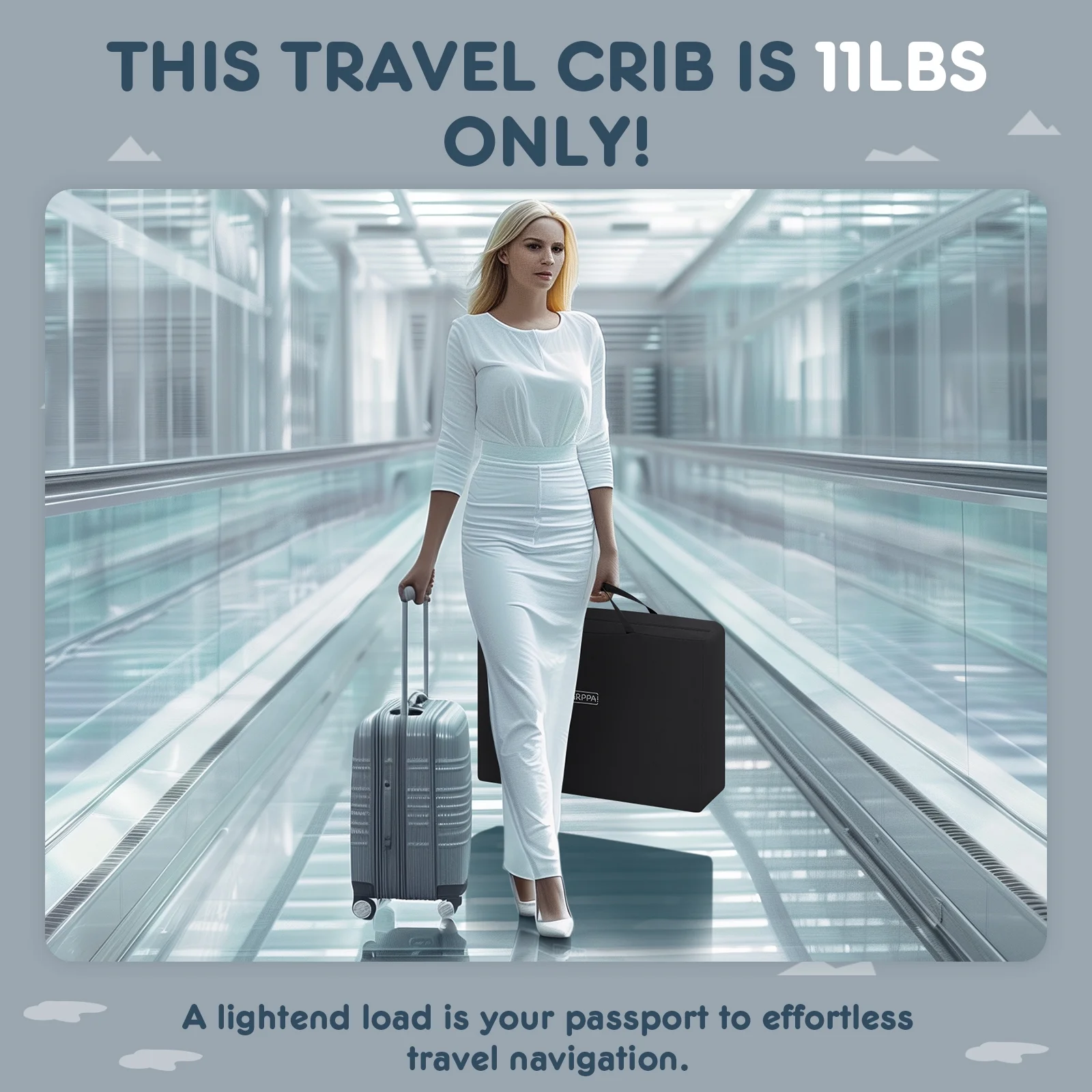 HARPPA Portable Travel Crib for Baby, Foldable Travel Playard with Mattress, Lightweight, Black - Womvr